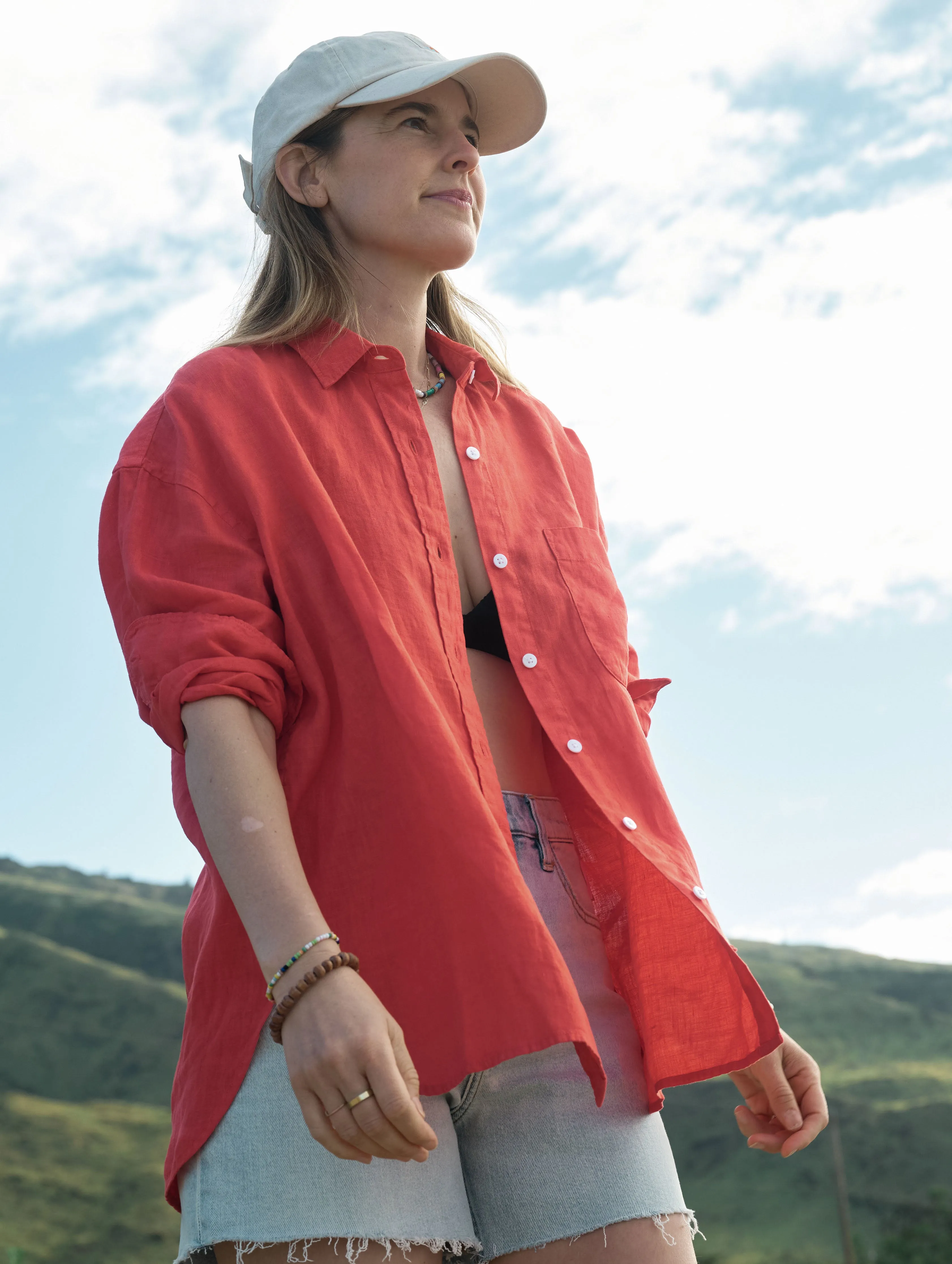 Laguna Linen Relaxed Shirt - Poppy Red sold by Faherty product image thumbnail 3