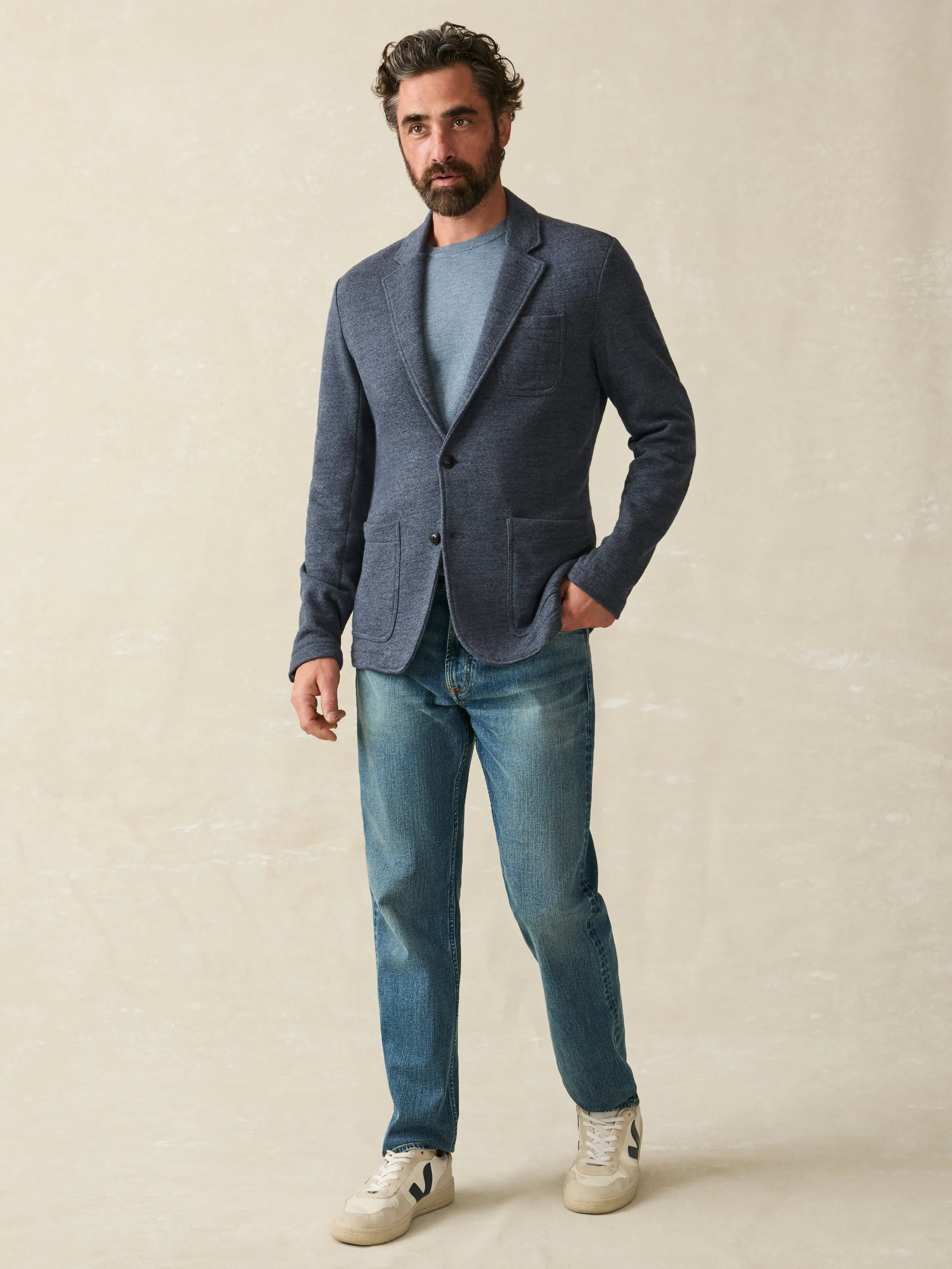 Inlet Knit Blazer (Tall) - Deep Navy Melange sold by Faherty product image thumbnail 5