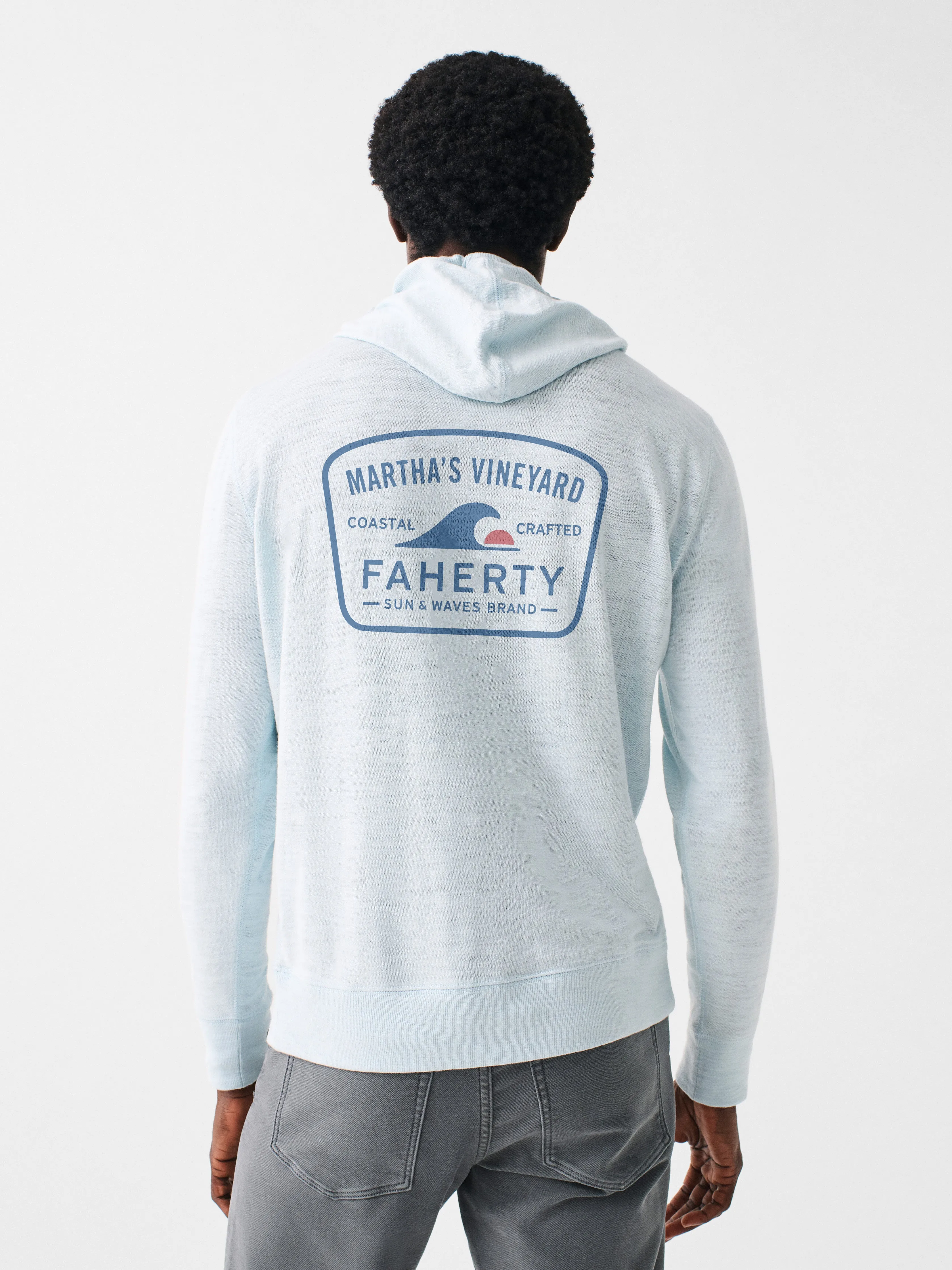 Martha's Vineyard Heritage Slub Cotton Hoodie - Sky sold by Faherty product image thumbnail 2