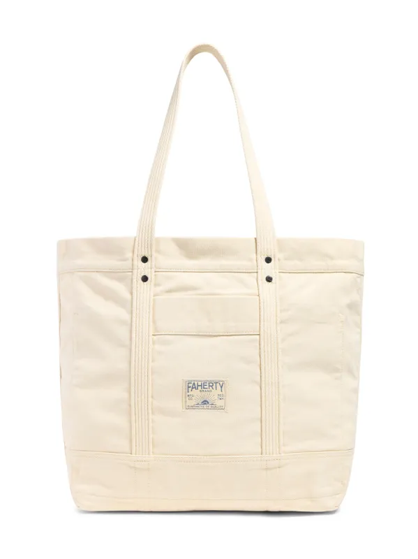 Large Sunwashed Canvas Tote - Ecru sold by Faherty