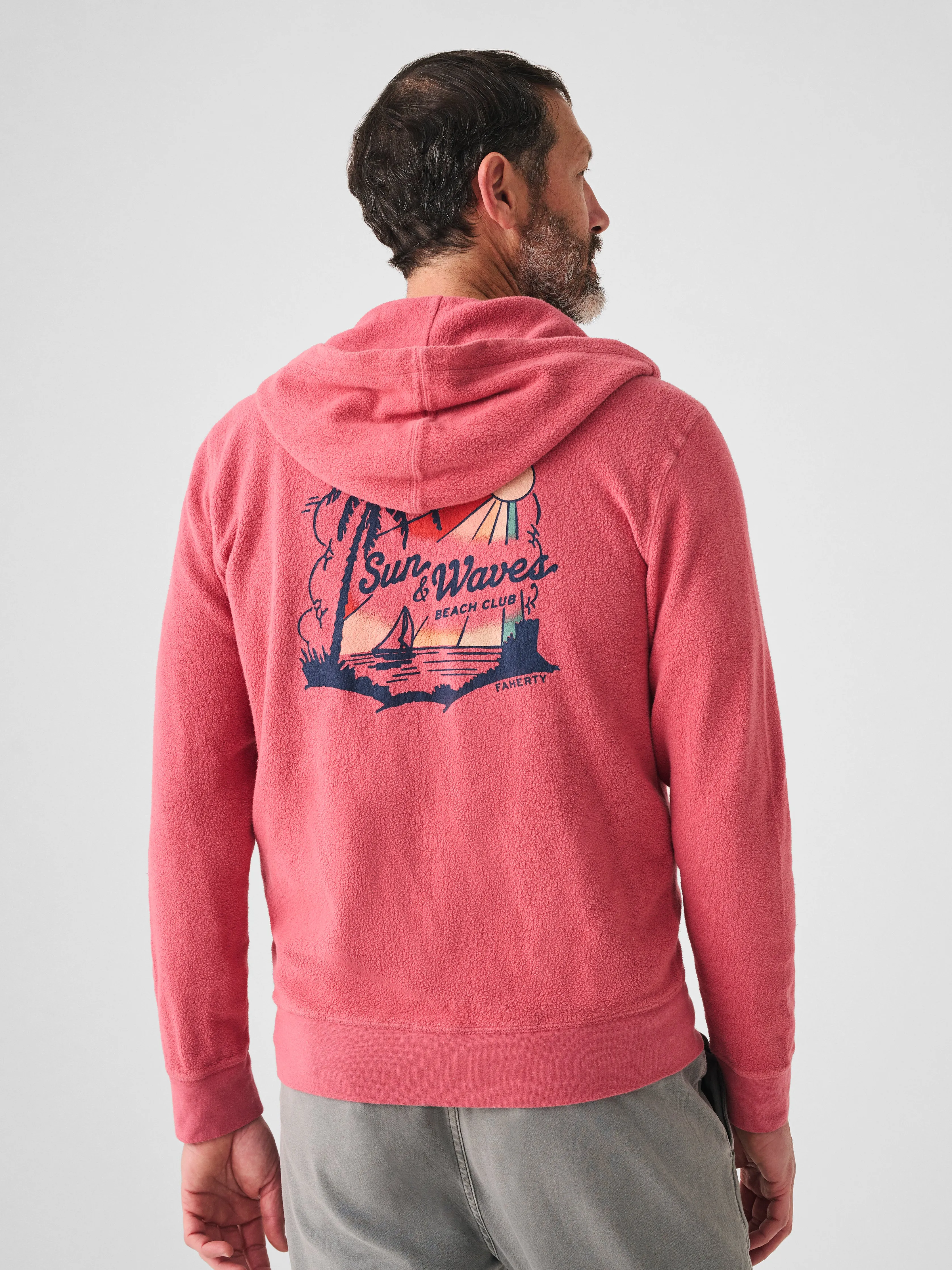 Beach Fleece Zip Hoodie - Venice Red sold by Faherty product image thumbnail 2