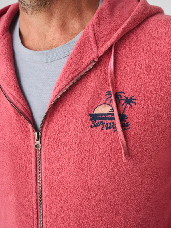 Beach Fleece Zip Hoodie - Venice Red sold by Faherty