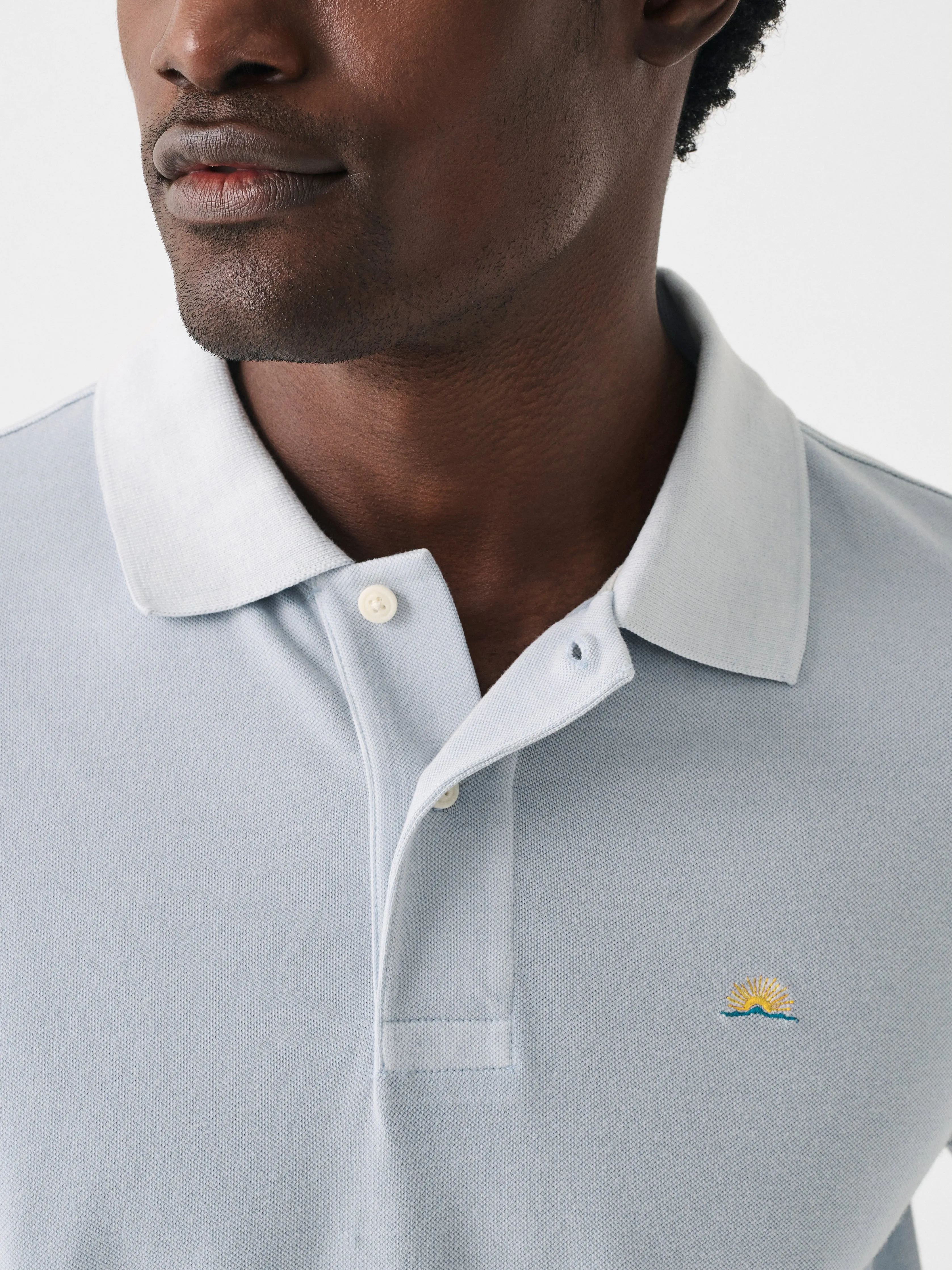 Sunwashed Pique Polo - Blue Breeze sold by Faherty product image thumbnail 2