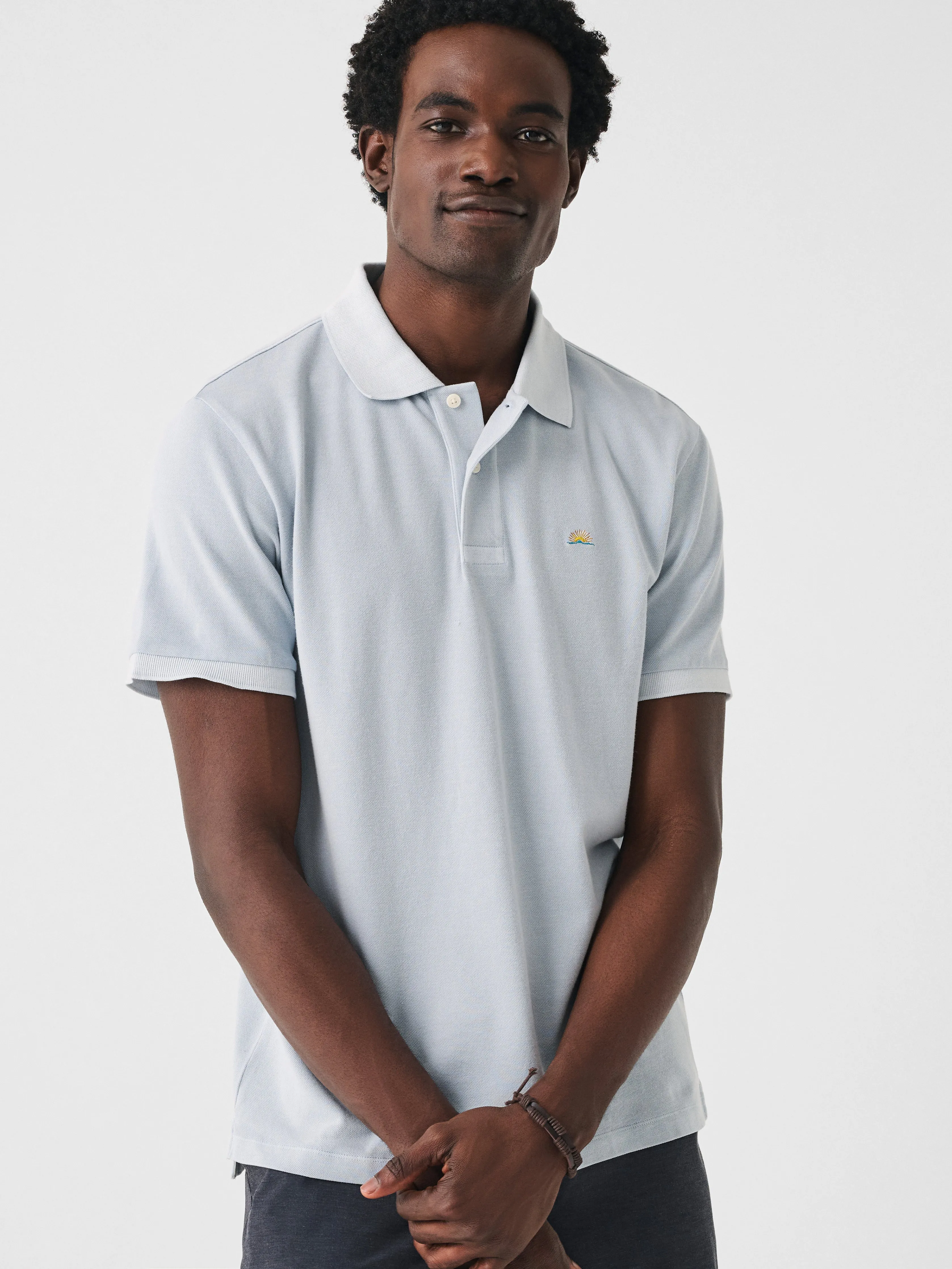 Sunwashed Pique Polo - Blue Breeze sold by Faherty product image thumbnail 3