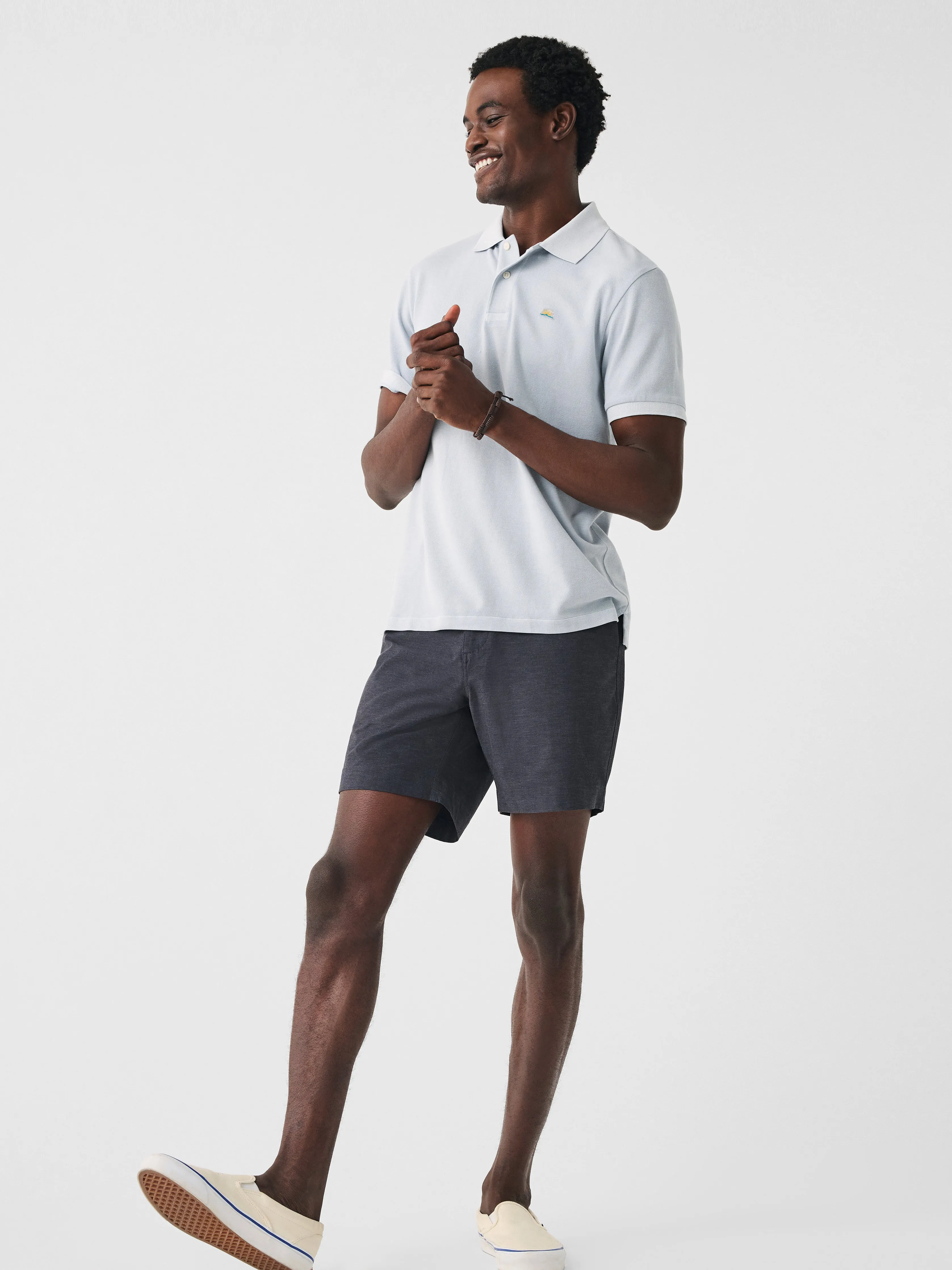 Sunwashed Pique Polo - Blue Breeze sold by Faherty product image thumbnail 4