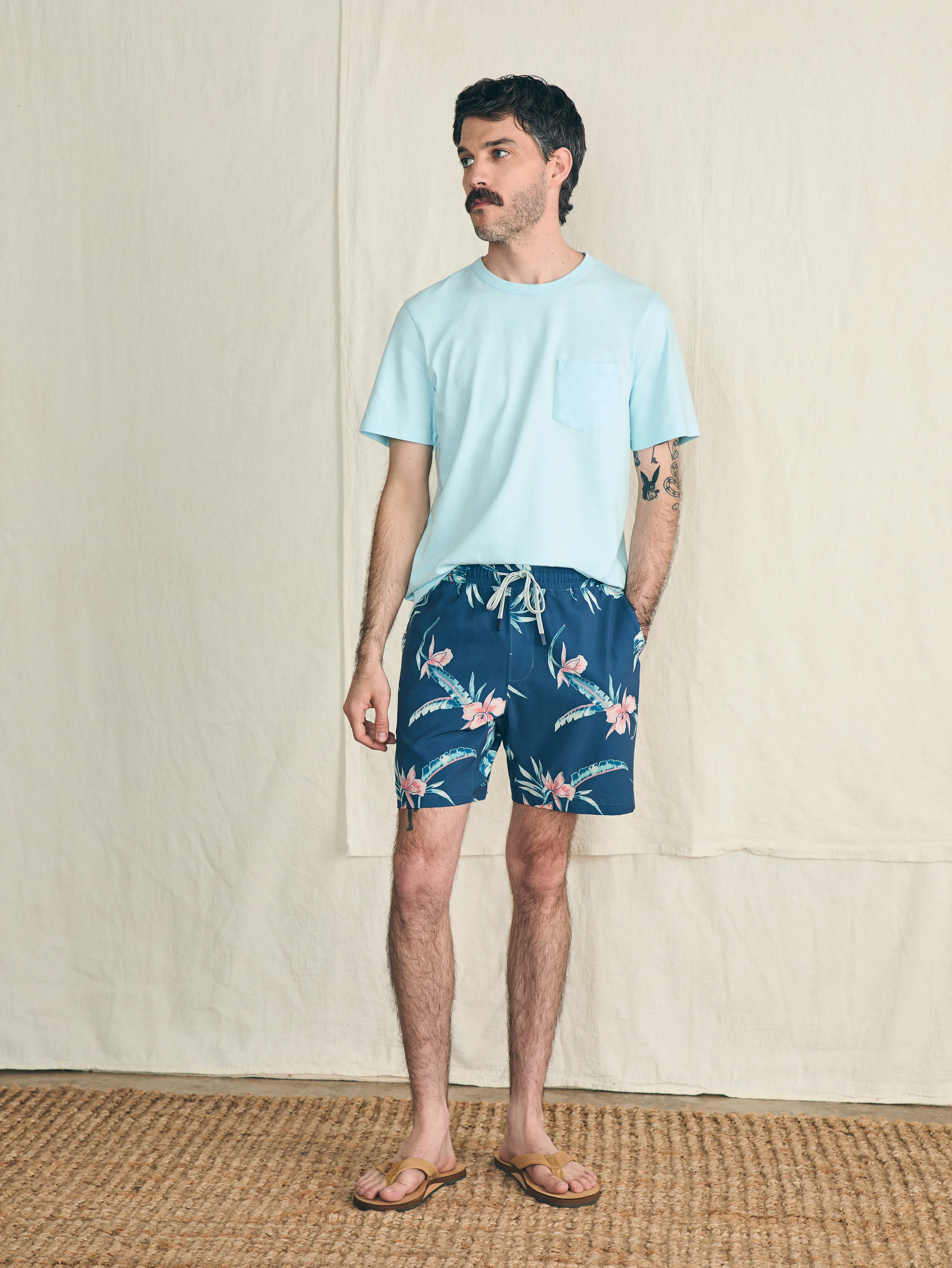 Shorelite Active Swim Short (7" Inseam) - Navy Island Orchid sold by Faherty product image thumbnail 3