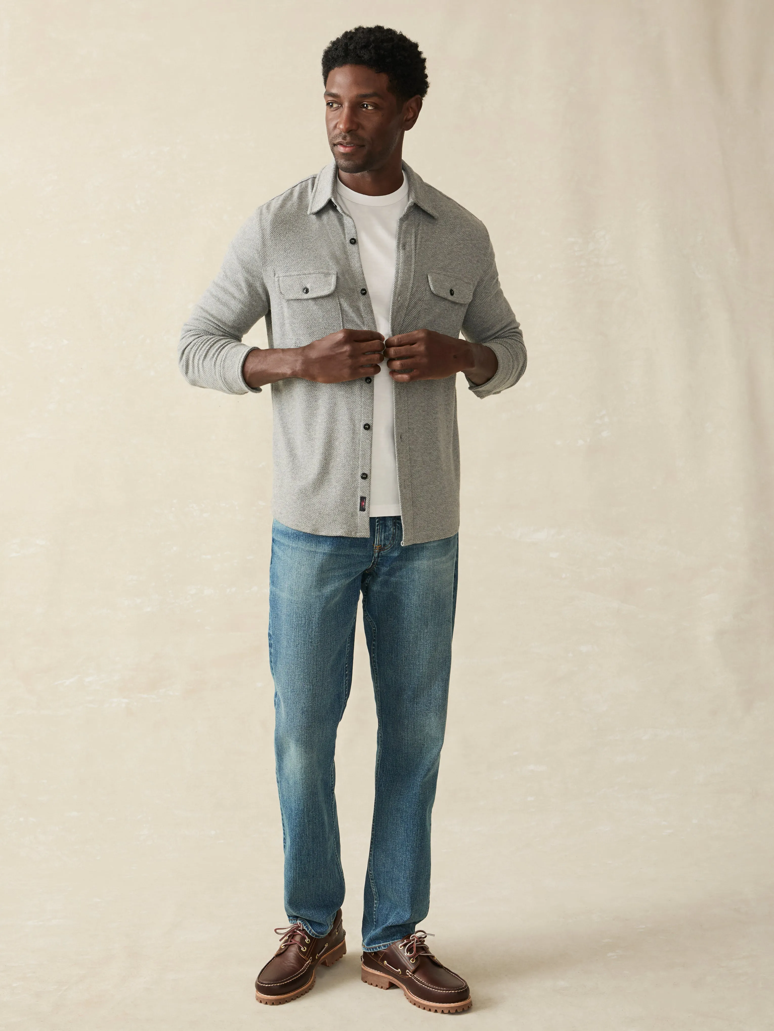 Legend™ Sweater Shirt - Fossil Grey Twill sold by Faherty product image thumbnail 4