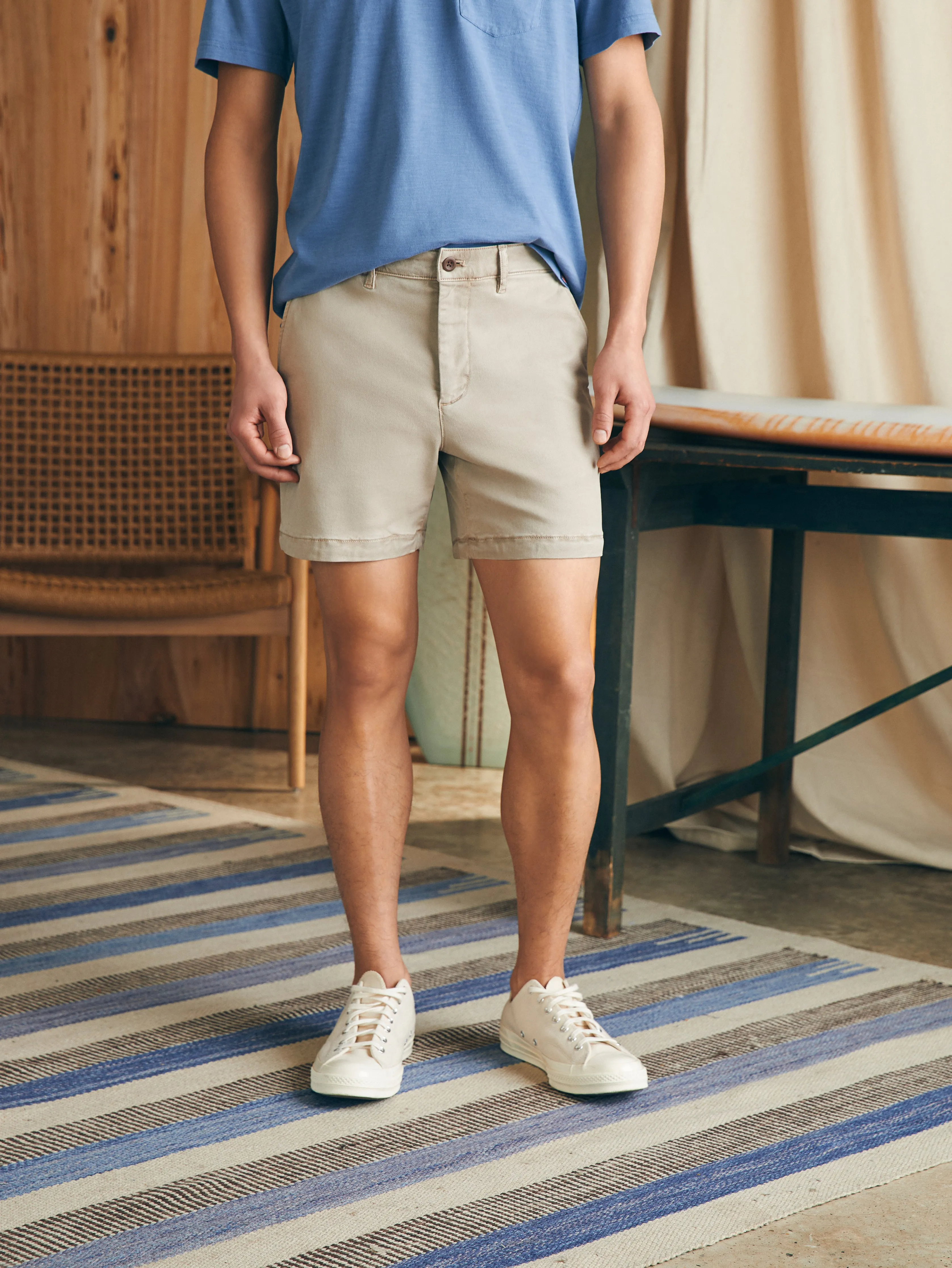 Coastline Stretch Chino Short (6" Inseam) - Utility Khaki sold by Faherty