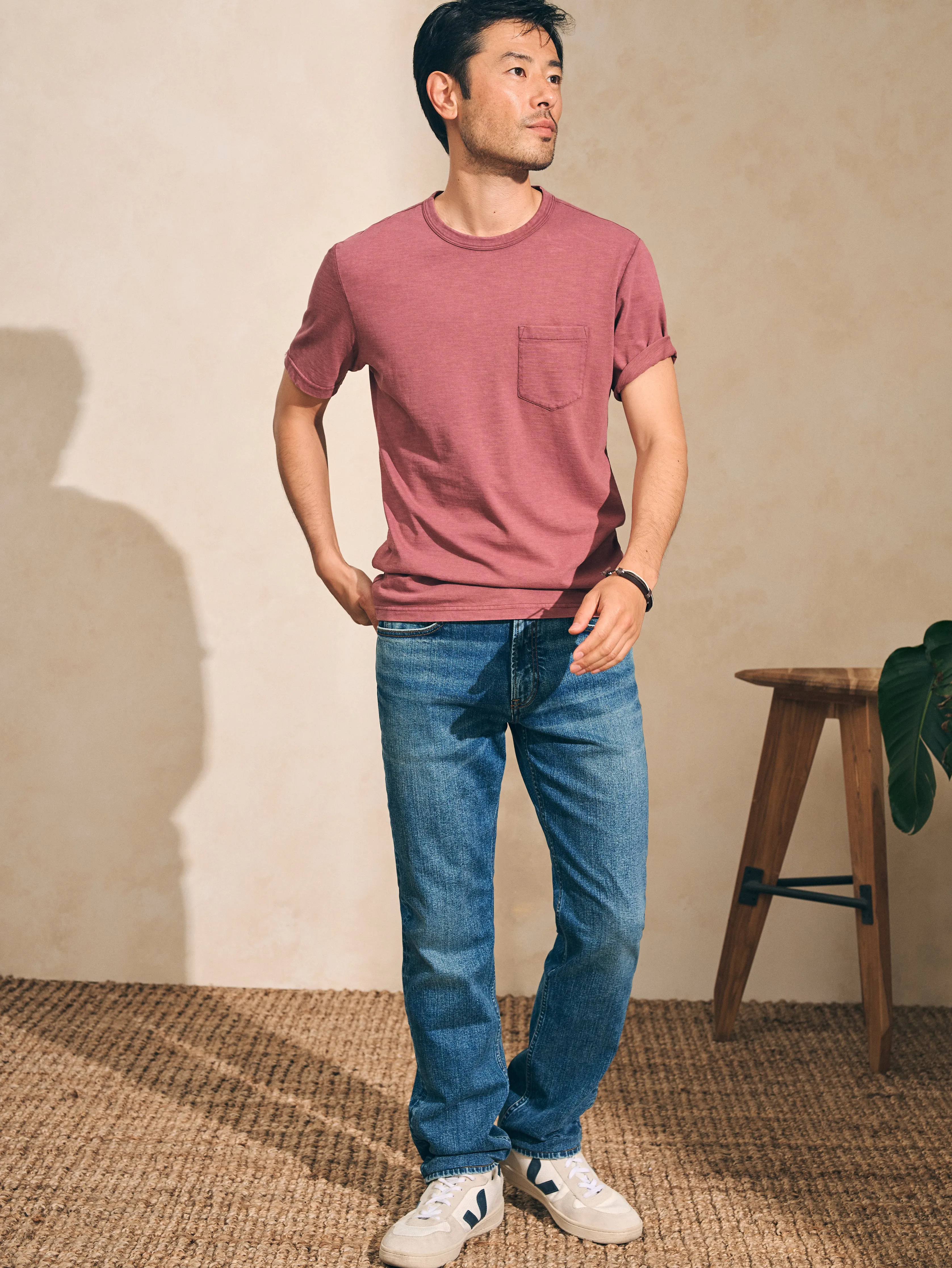 Sunwashed Pocket Tee (Tall) - Plum Wine sold by Faherty product image thumbnail 2