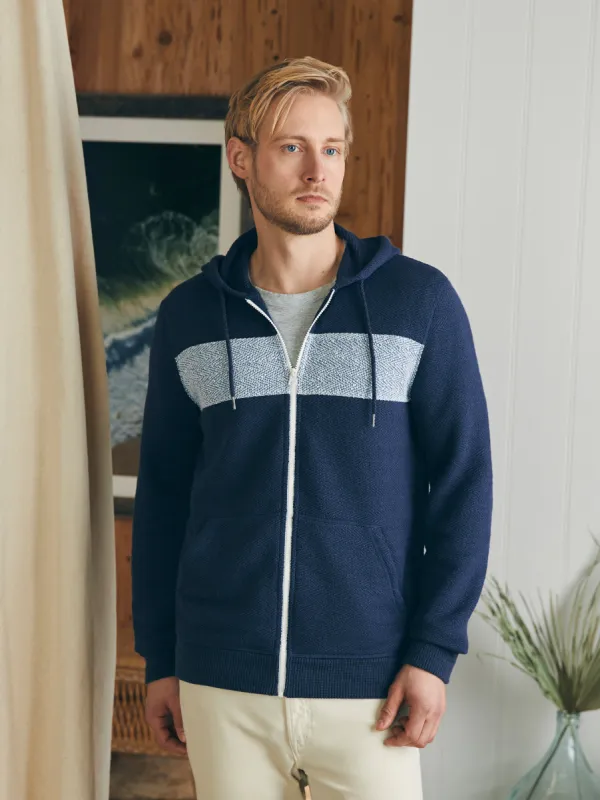 Whitewater Full Zip Hoodie - Blue Nights Surf Stripe sold by Faherty