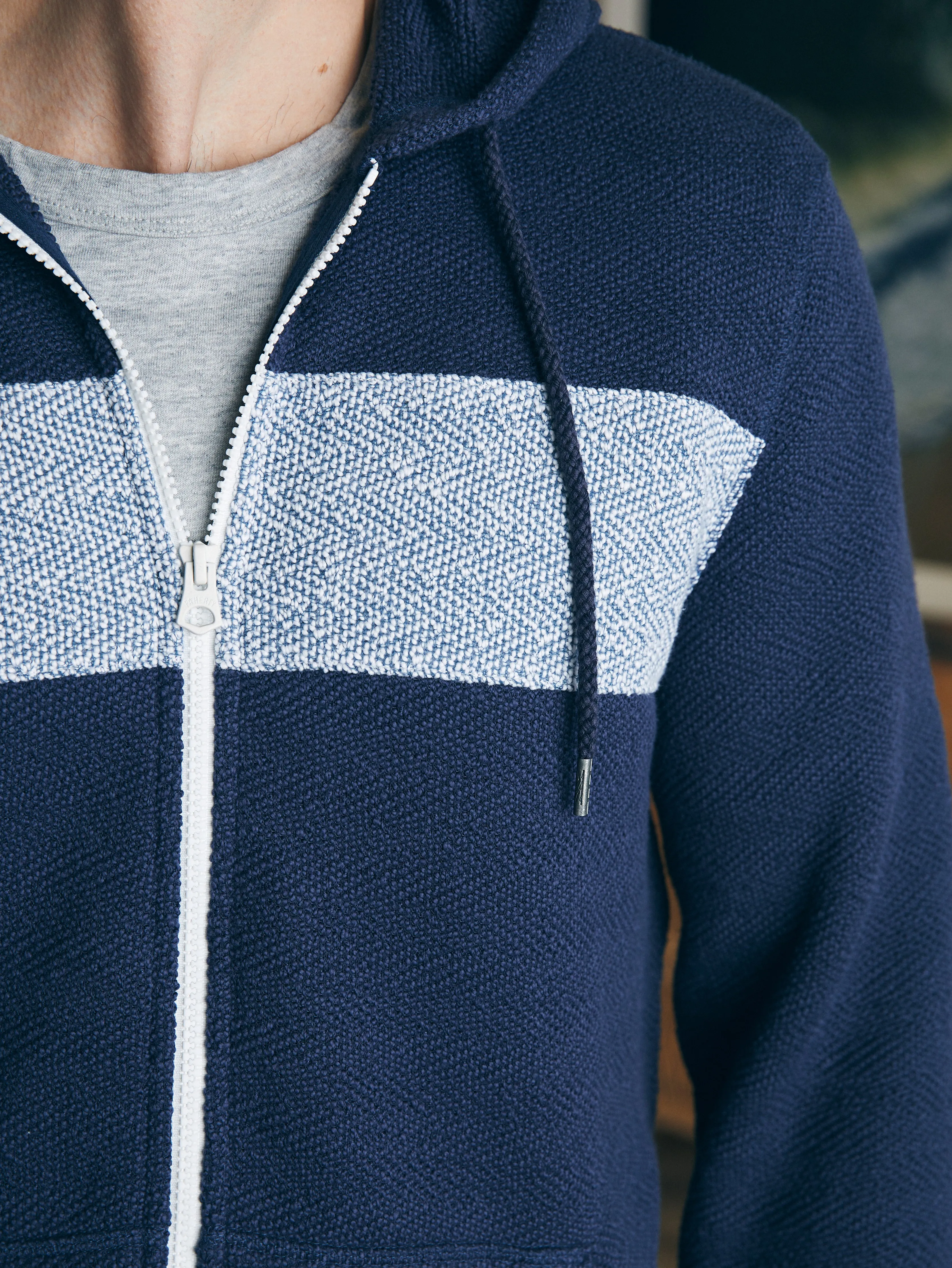 Whitewater Full Zip Hoodie - Blue Nights Surf Stripe sold by Faherty product image thumbnail 2