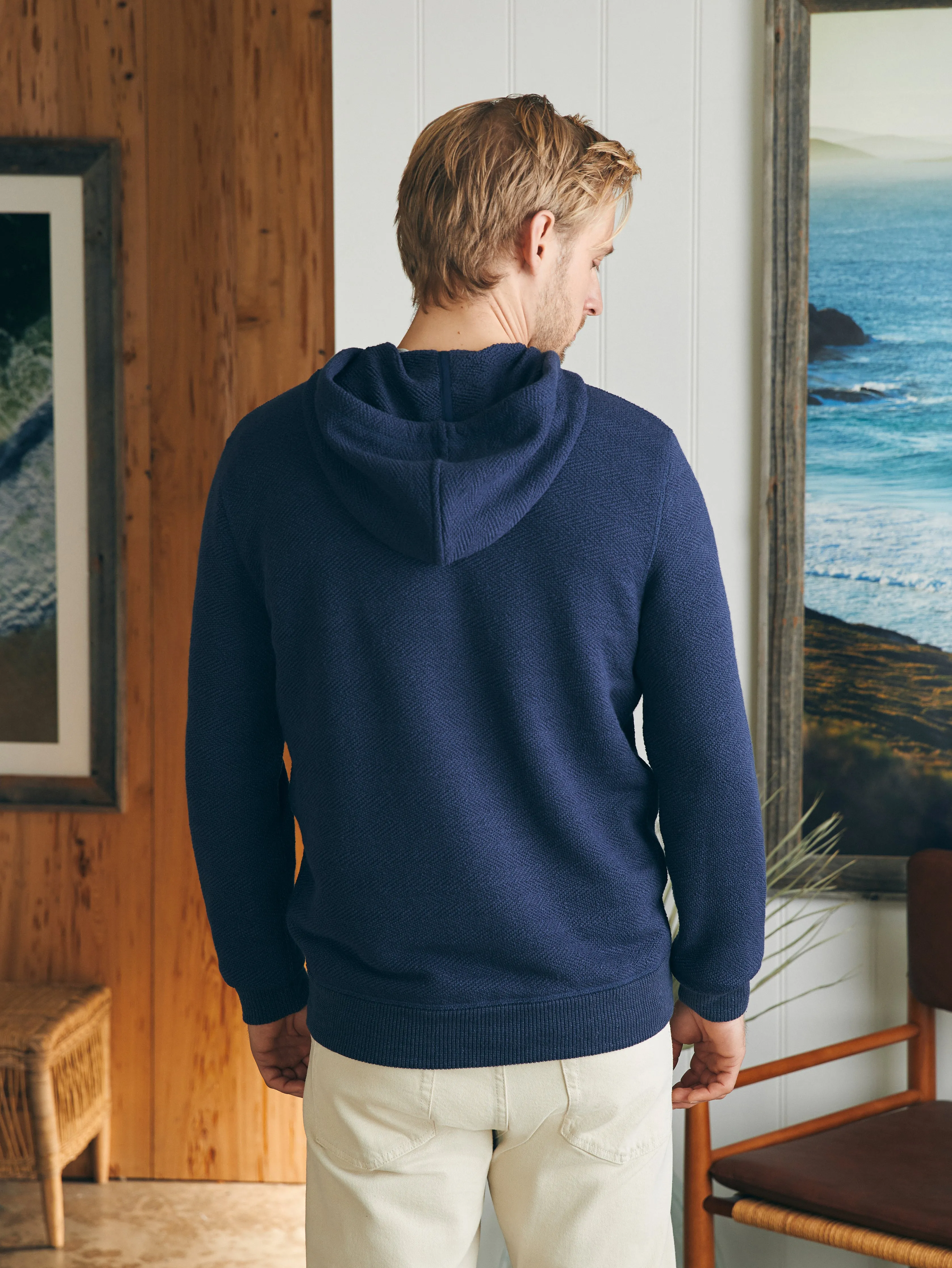 Whitewater Full Zip Hoodie - Blue Nights Surf Stripe sold by Faherty product image thumbnail 5