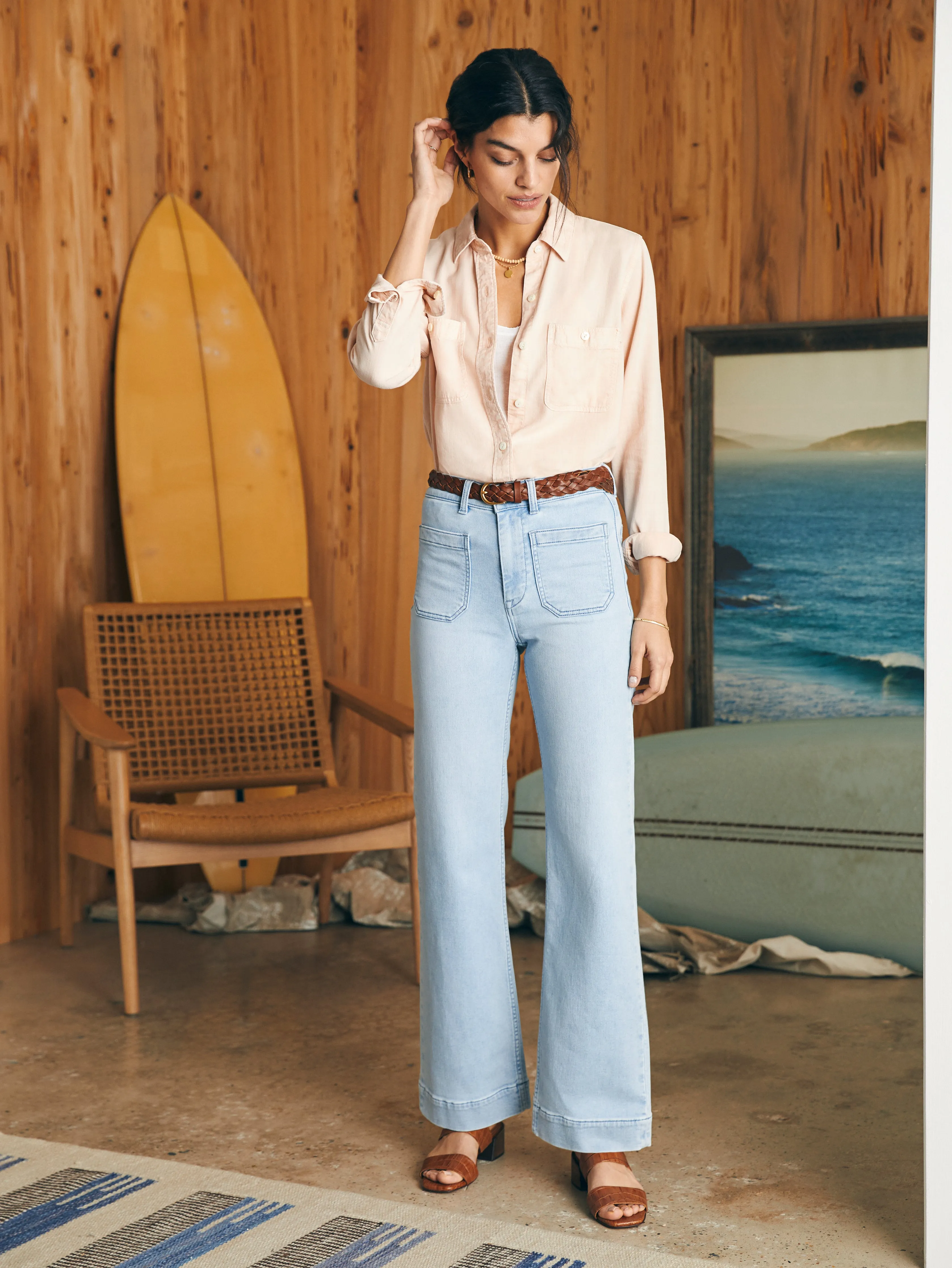 Tried & True Chambray Shirt - Peach Whip sold by Faherty product image thumbnail 5