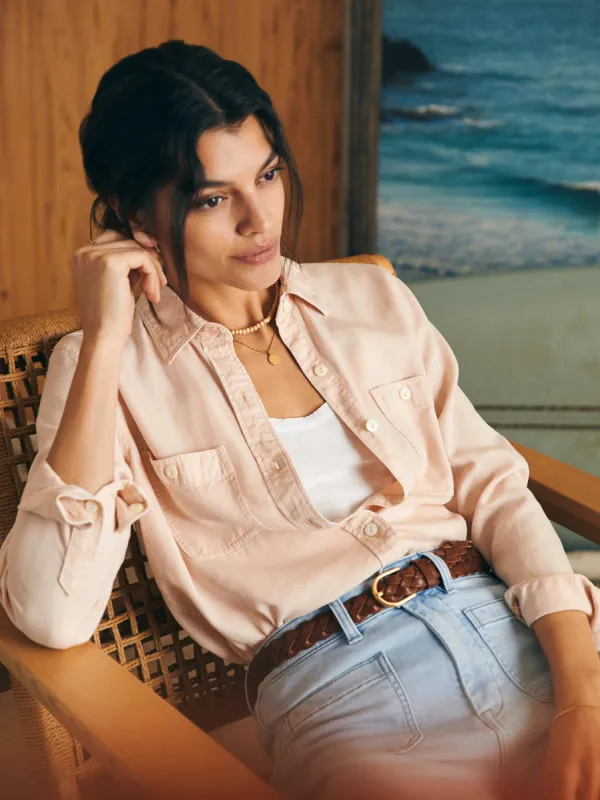 Tried & True Chambray Shirt - Peach Whip sold by Faherty