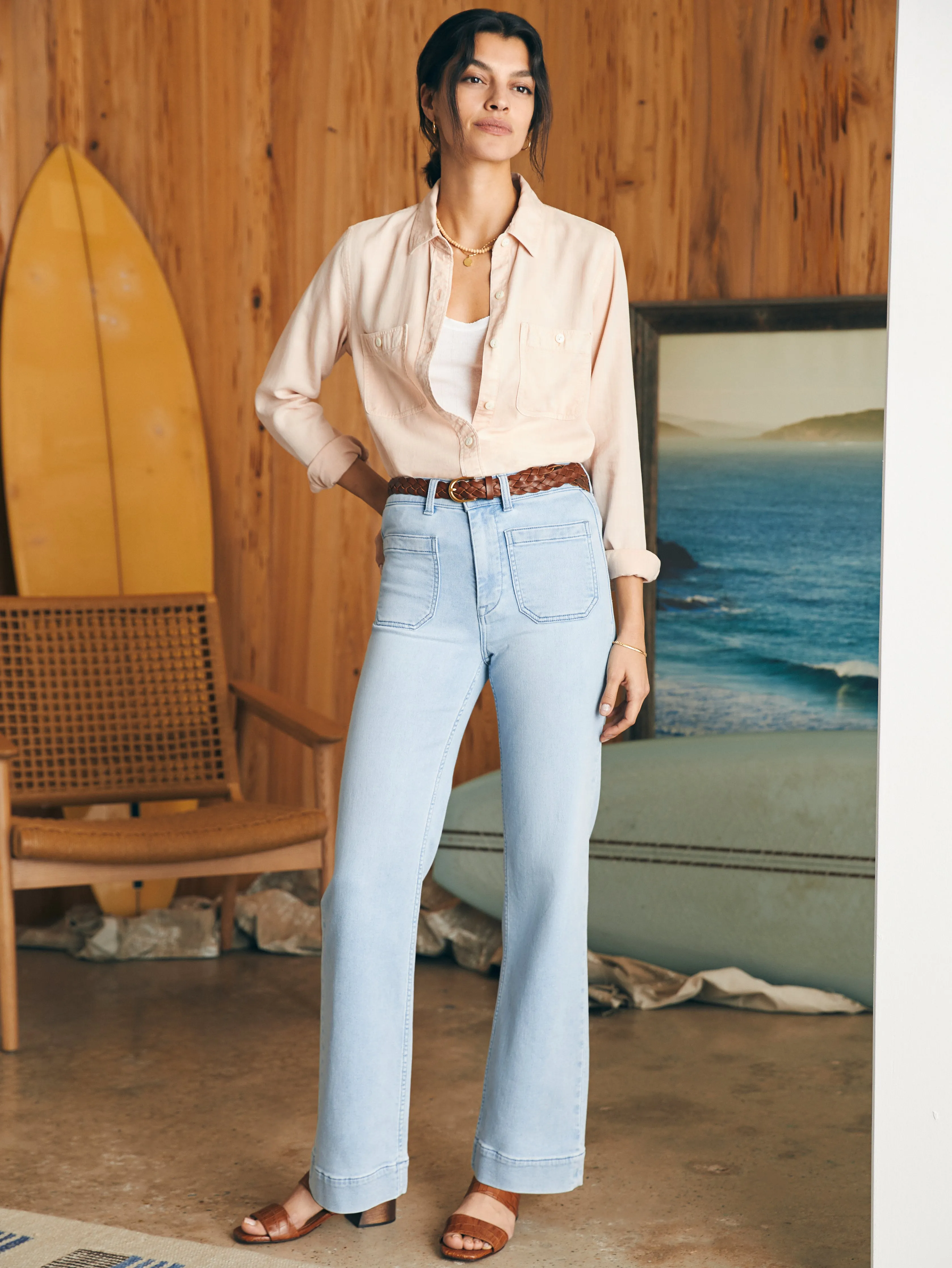 Tried & True Chambray Shirt - Peach Whip sold by Faherty product image thumbnail 4