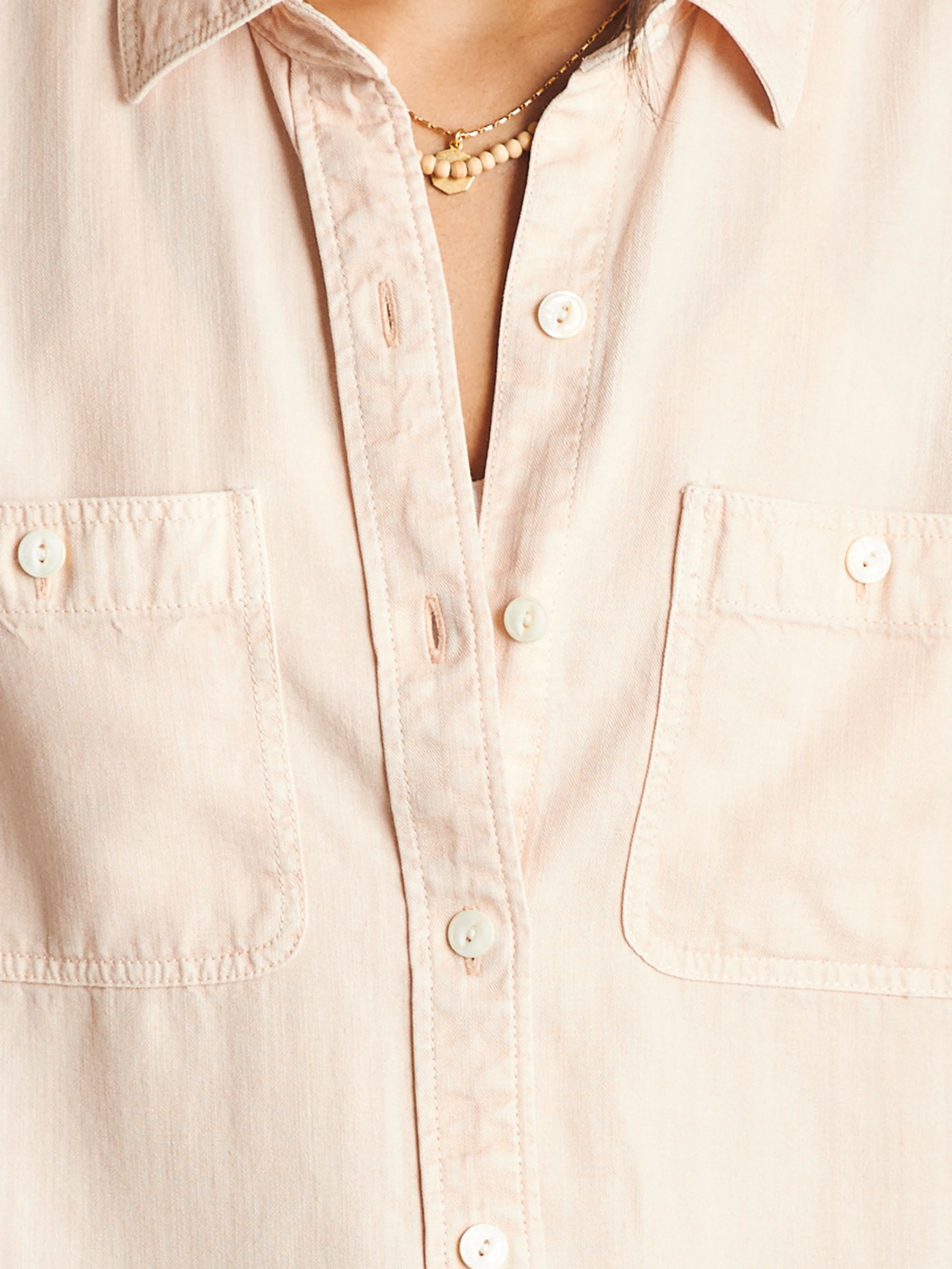 Tried & True Chambray Shirt - Peach Whip sold by Faherty product image thumbnail 2