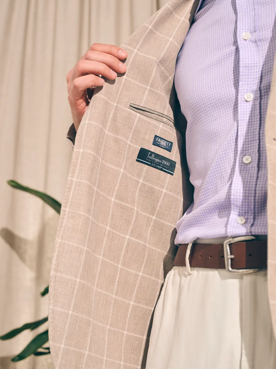 Reserve Linen Yarn Dyed Blazer - Summer Sands Windowpane sold by Faherty product image thumbnail 2