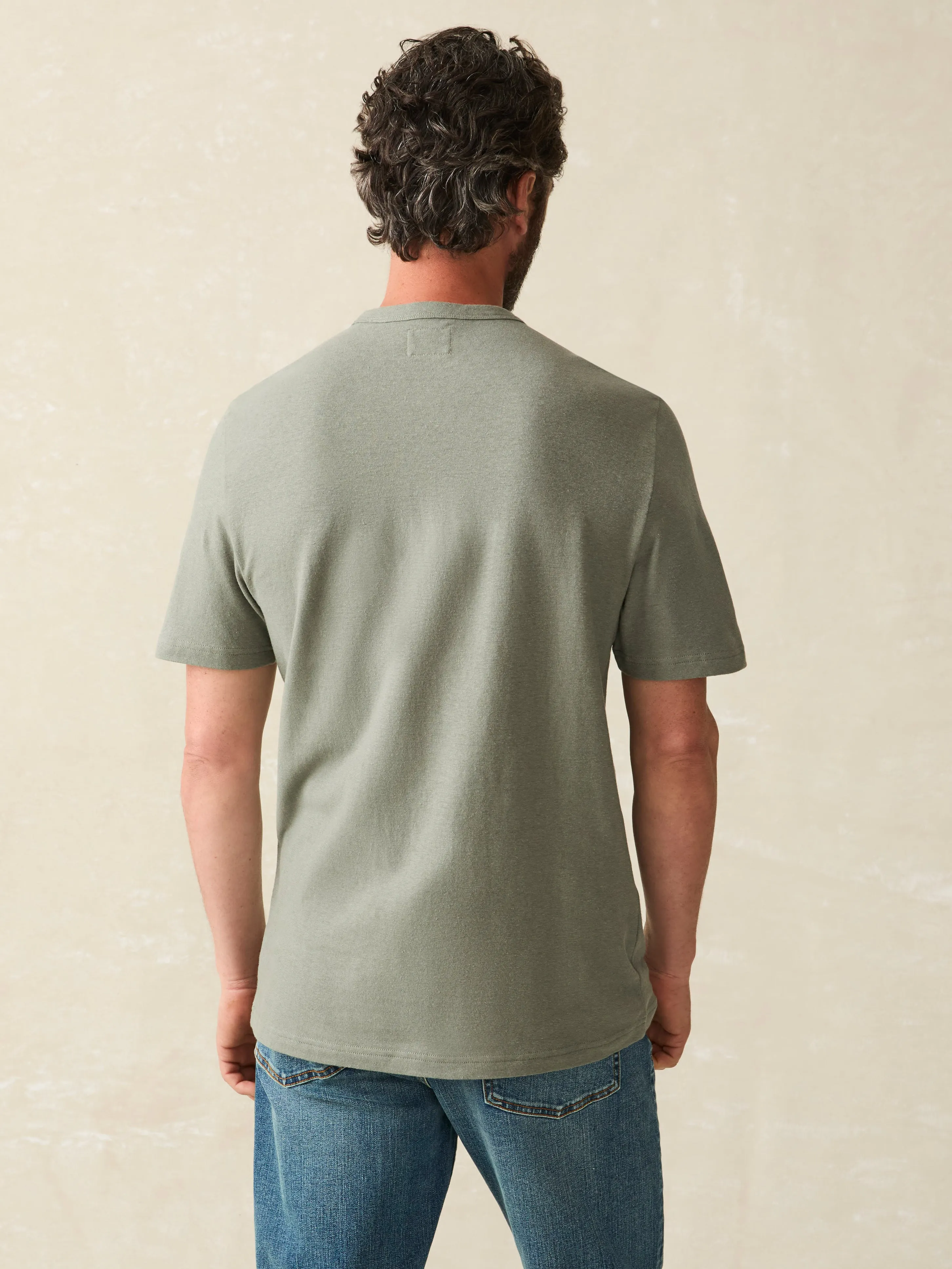 Short-Sleeve Hemp Blend Tee - Olive Dusk sold by Faherty product image thumbnail 5