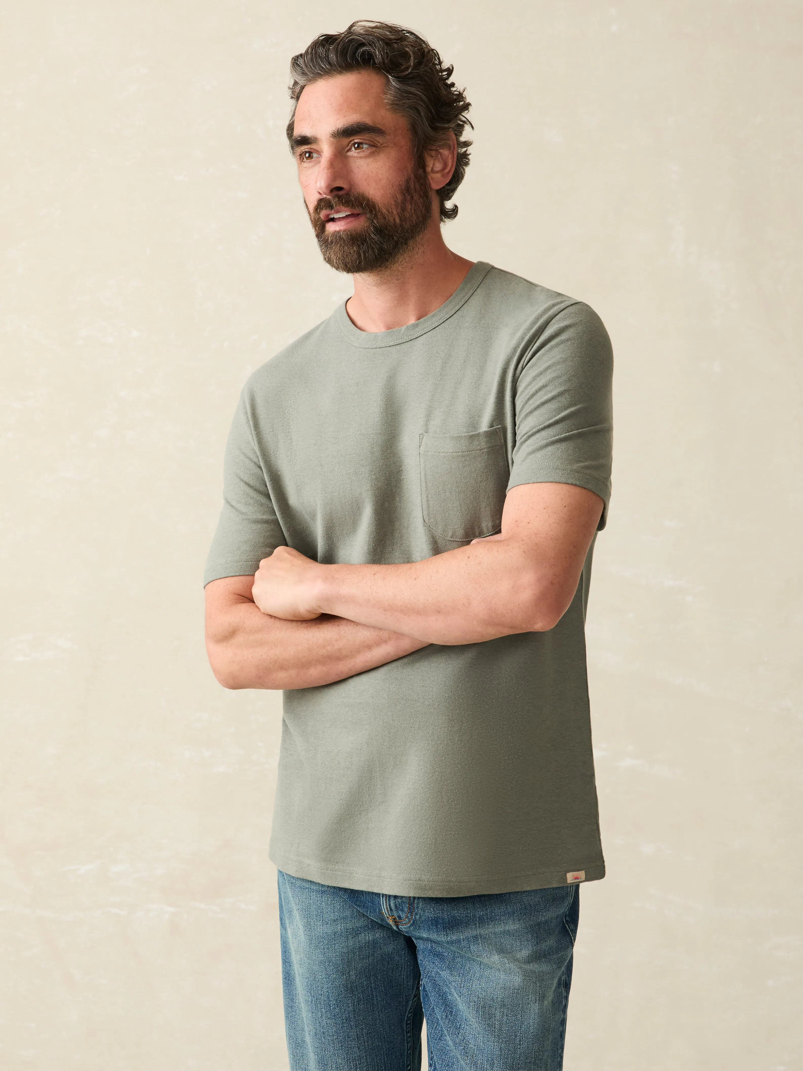 Short-Sleeve Hemp Blend Tee - Olive Dusk sold by Faherty product image thumbnail 2