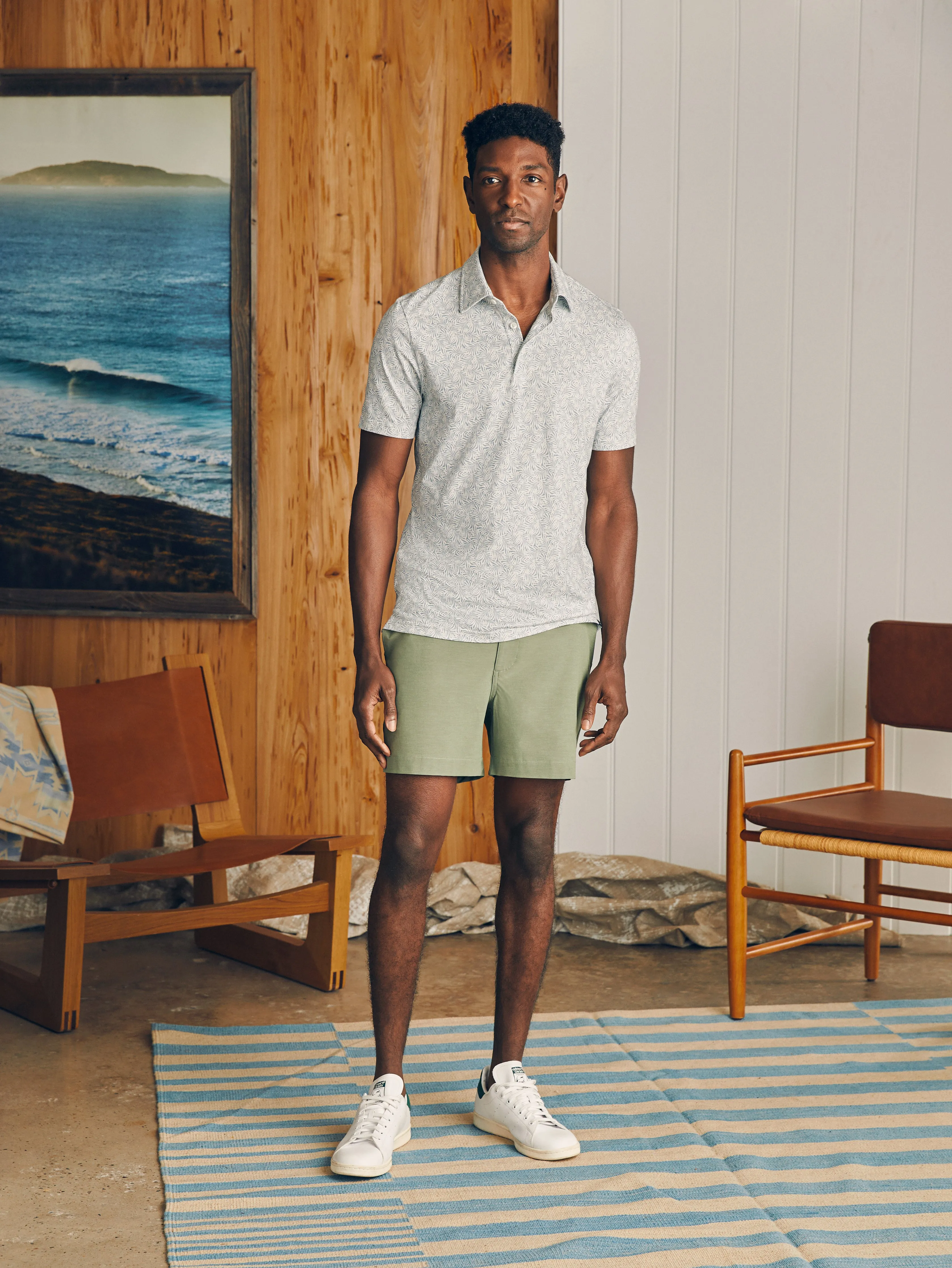 Movement™ Short-Sleeve Pique Polo Shirt - Sky Canopy Print sold by Faherty product image thumbnail 4