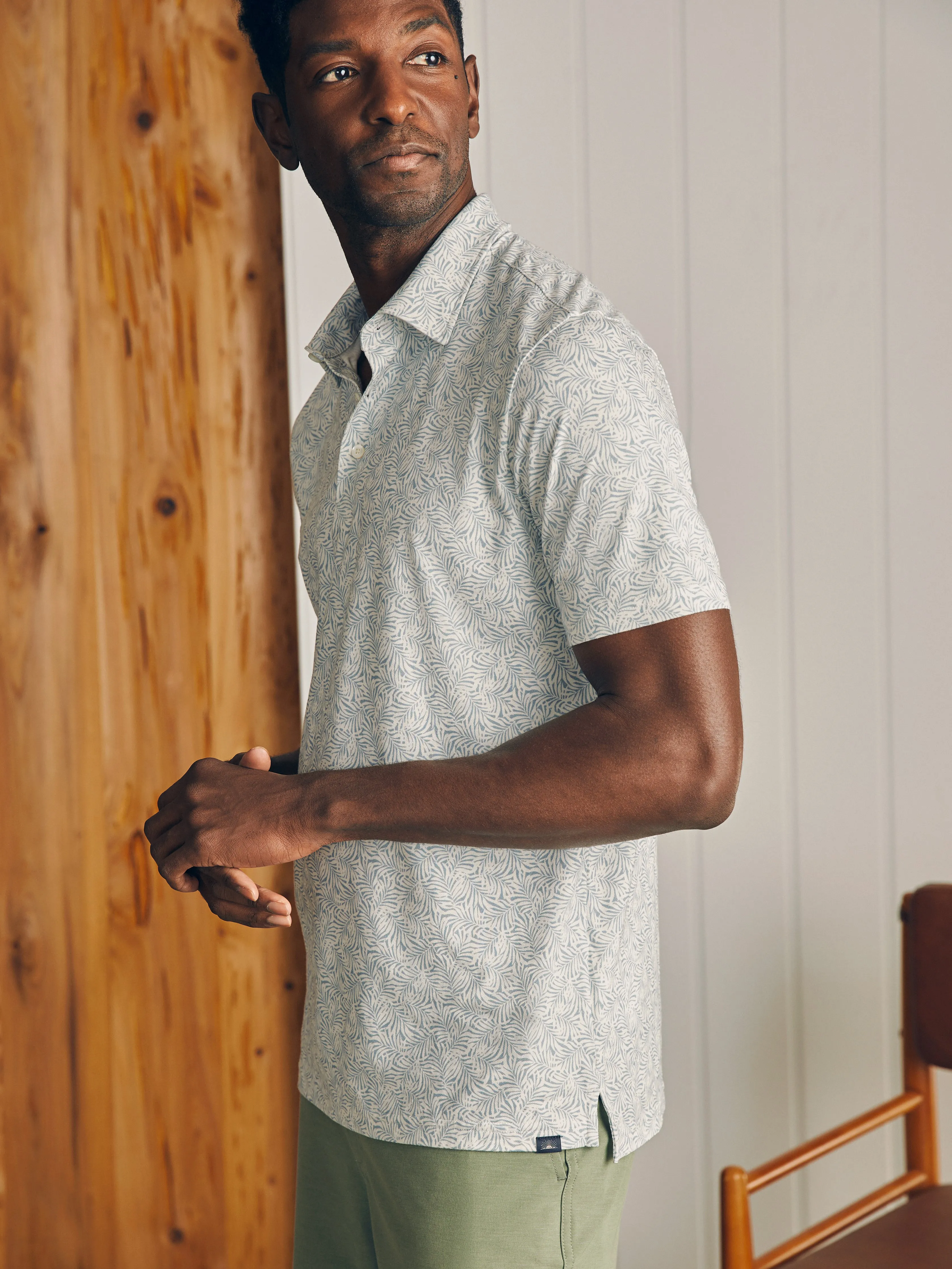 Movement™ Short-Sleeve Pique Polo Shirt - Sky Canopy Print sold by Faherty