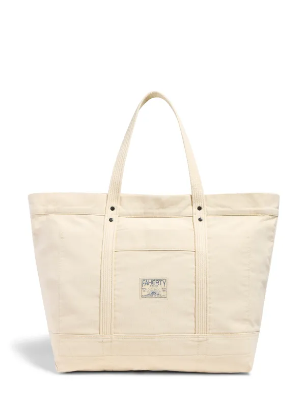 Medium Sunwashed Canvas Tote - Ecru sold by Faherty