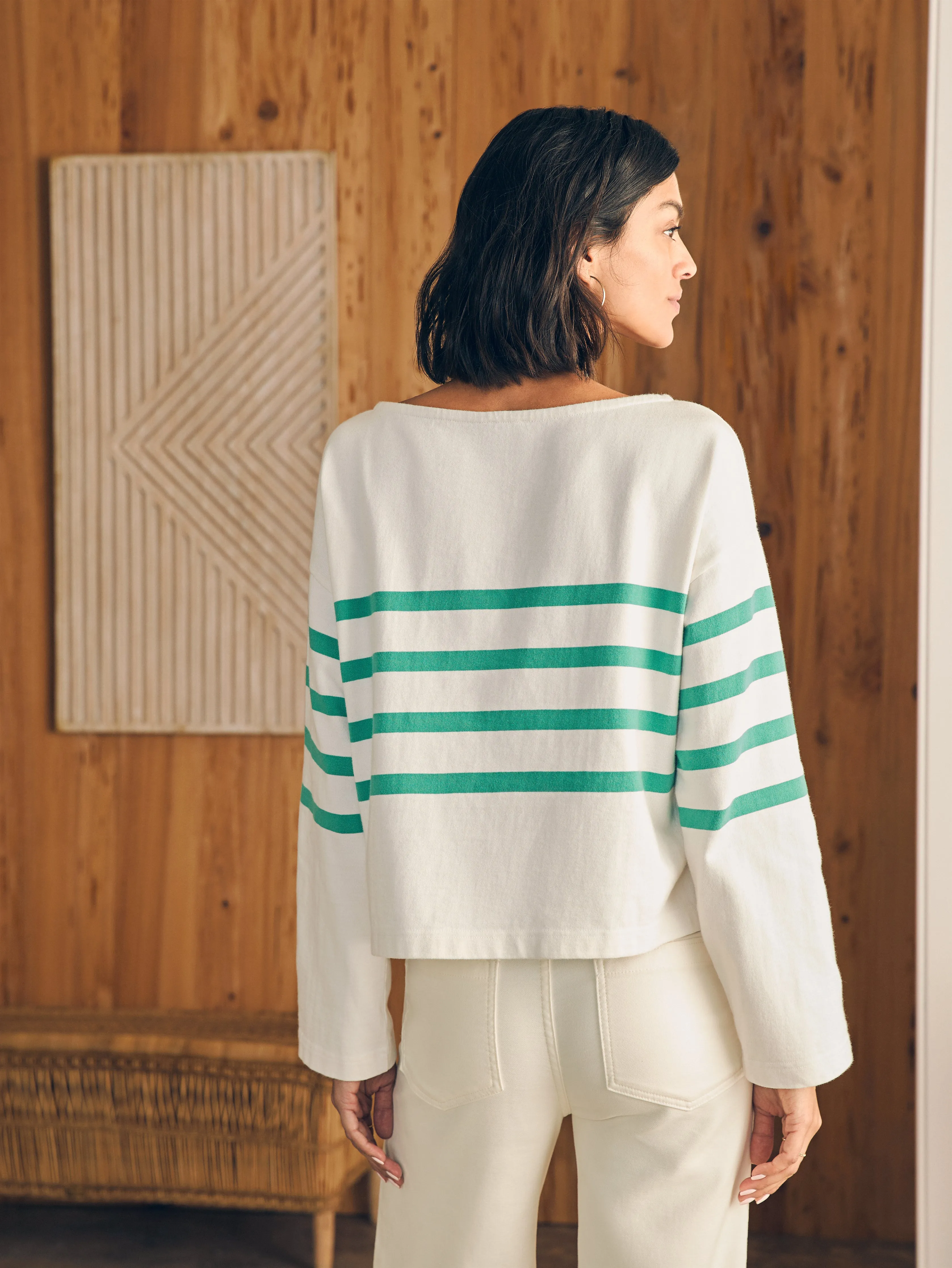 Sport Jersey Long-Sleeve Tee - Green Cape May Stripe sold by Faherty product image thumbnail 4