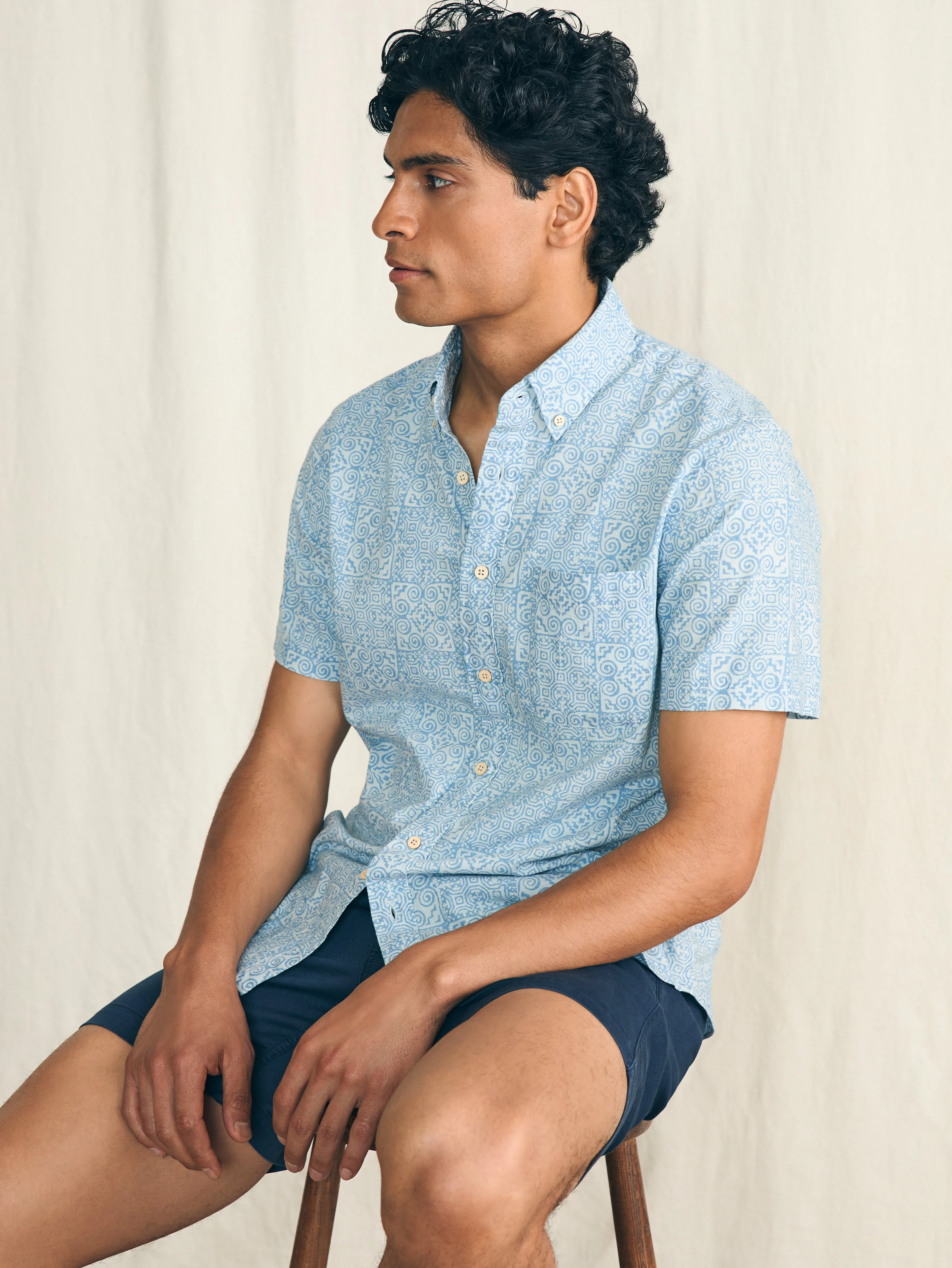Short-Sleeve Stretch Playa Shirt (Tall) - South Pacific Geo sold by Faherty product image thumbnail 4
