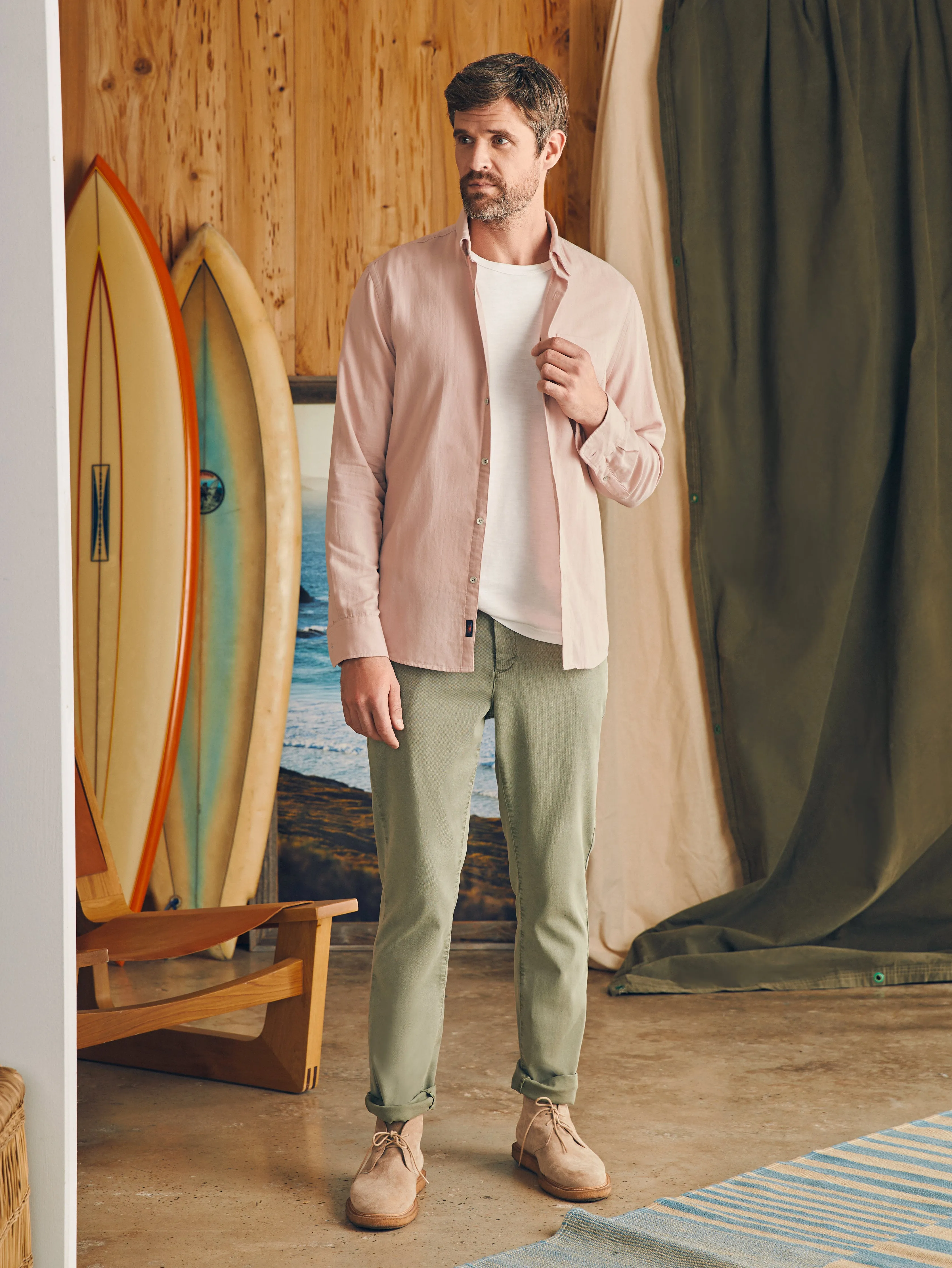 Sunwashed Chambray Shirt - Coastal Mauve sold by Faherty product image thumbnail 4