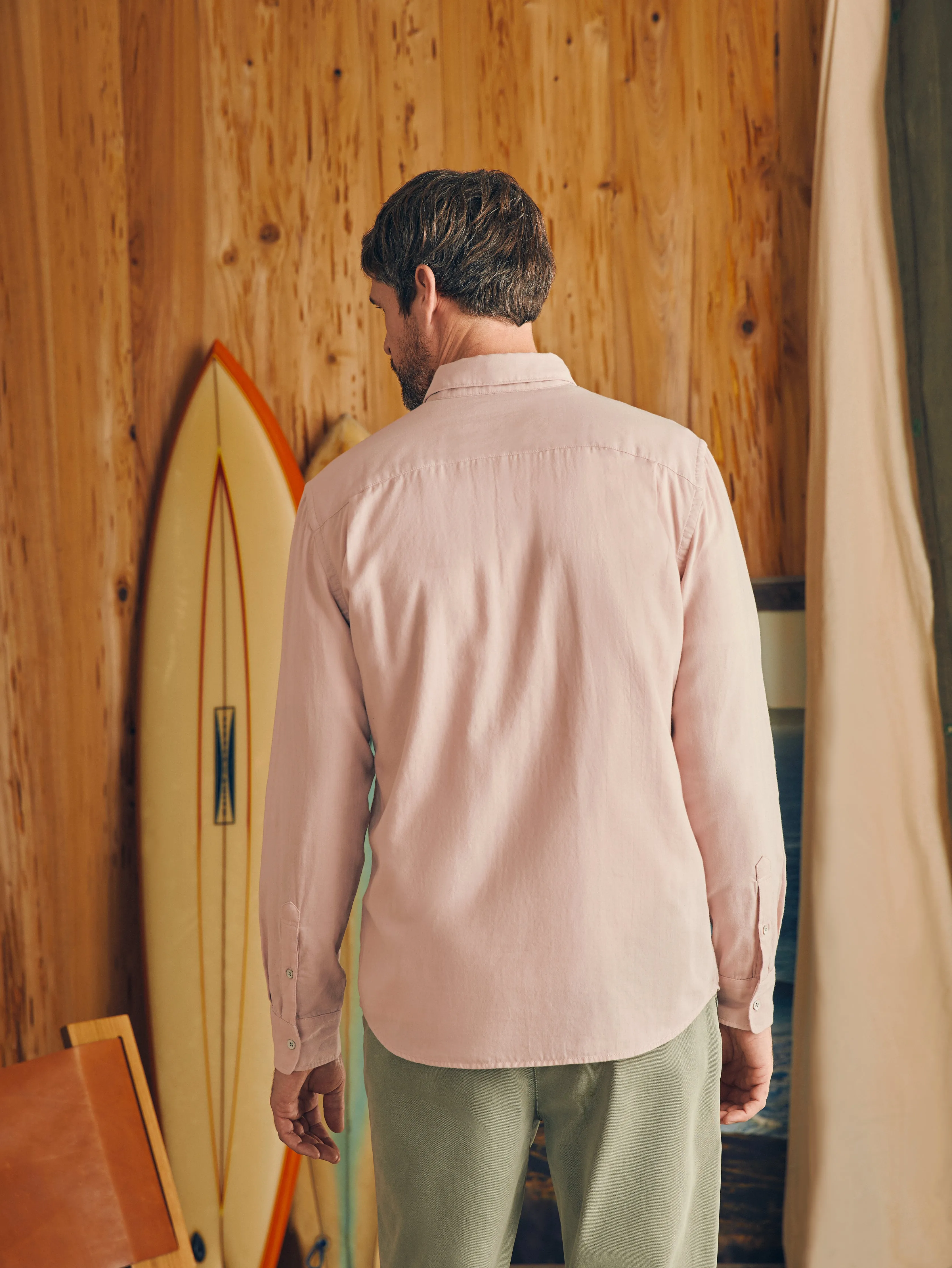 Sunwashed Chambray Shirt - Coastal Mauve sold by Faherty product image thumbnail 5