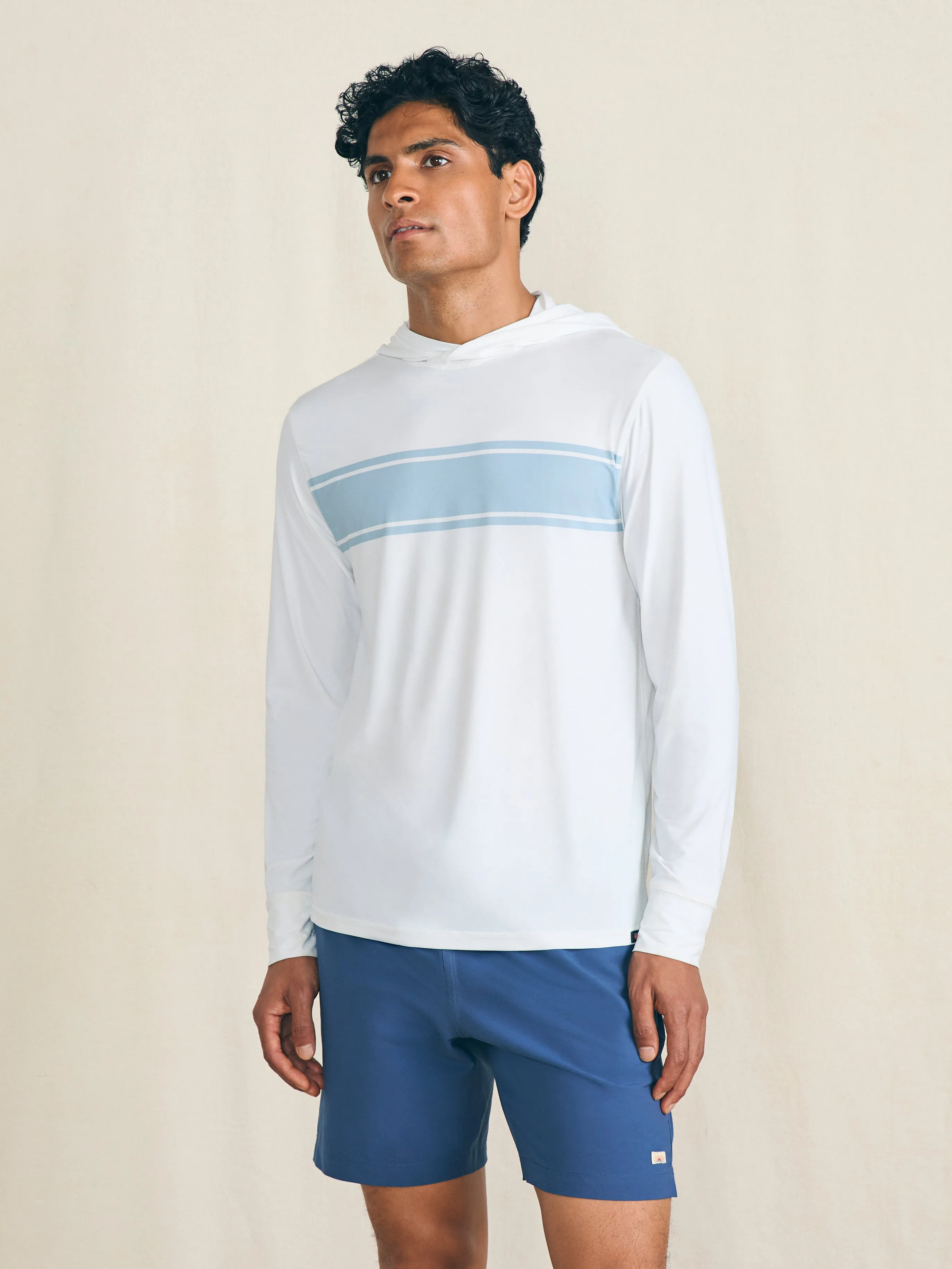 Shorelite UPF Hoodie - White Surf Stripe sold by Faherty