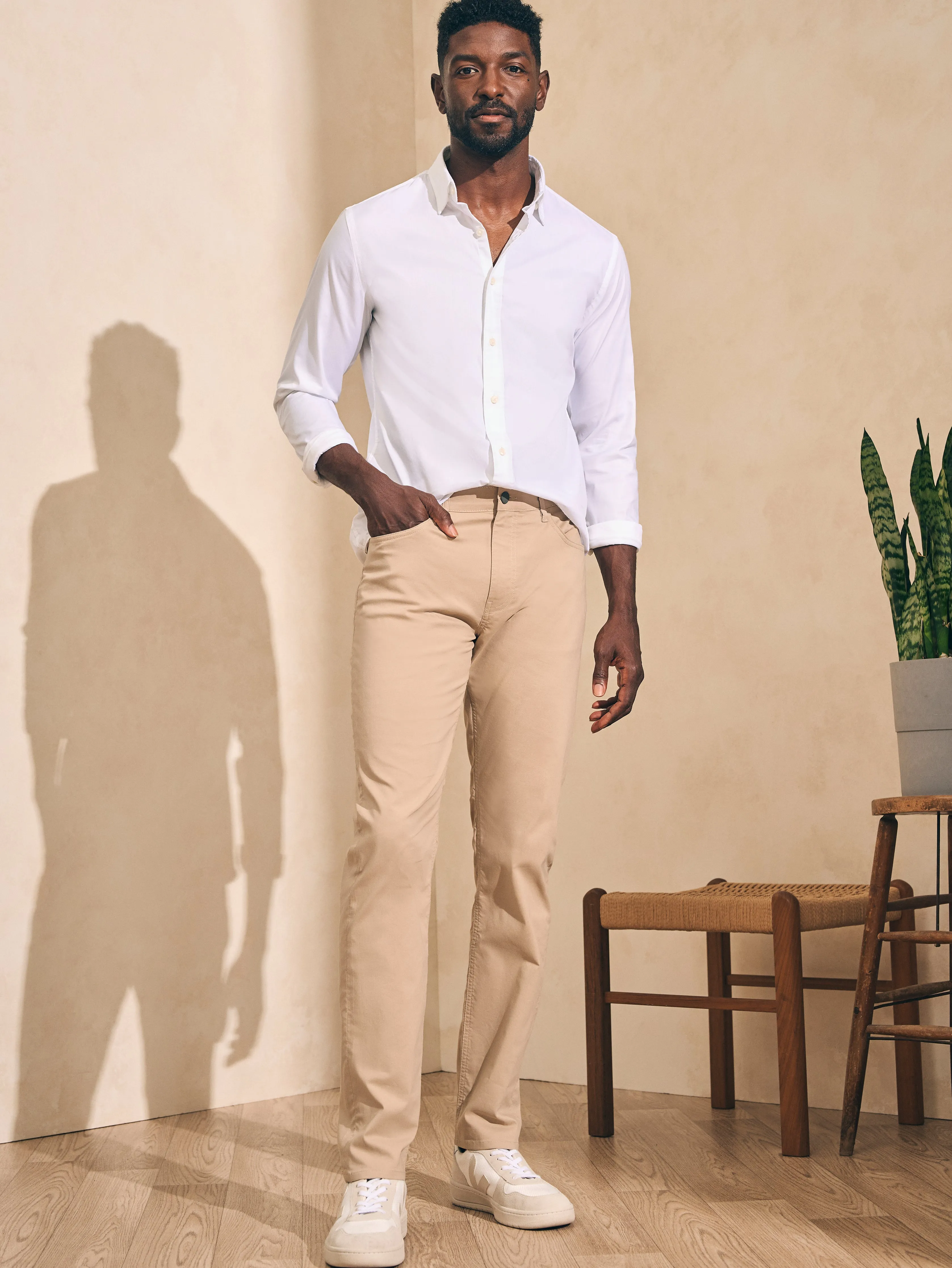 Movement™ 5-Pocket Pant (30" Inseam) - Island West Khaki sold by Faherty