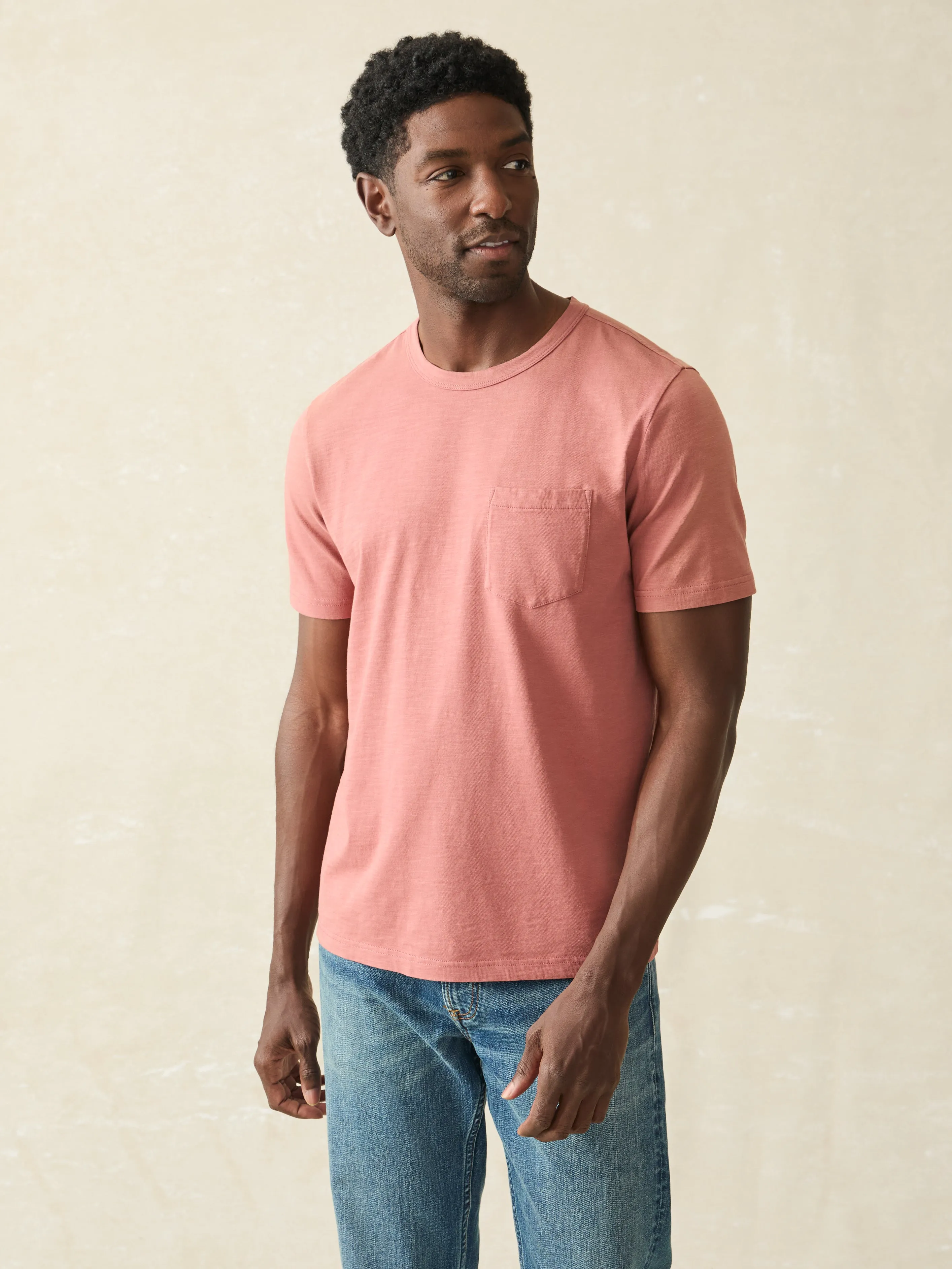 Sunwashed Pocket Tee (Tall) - Fall Red sold by Faherty product image thumbnail 3