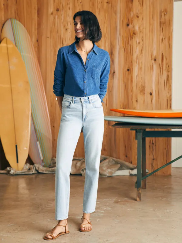Organic Cotton Slim Straight Denim - Cloudbreak Wash sold by Faherty