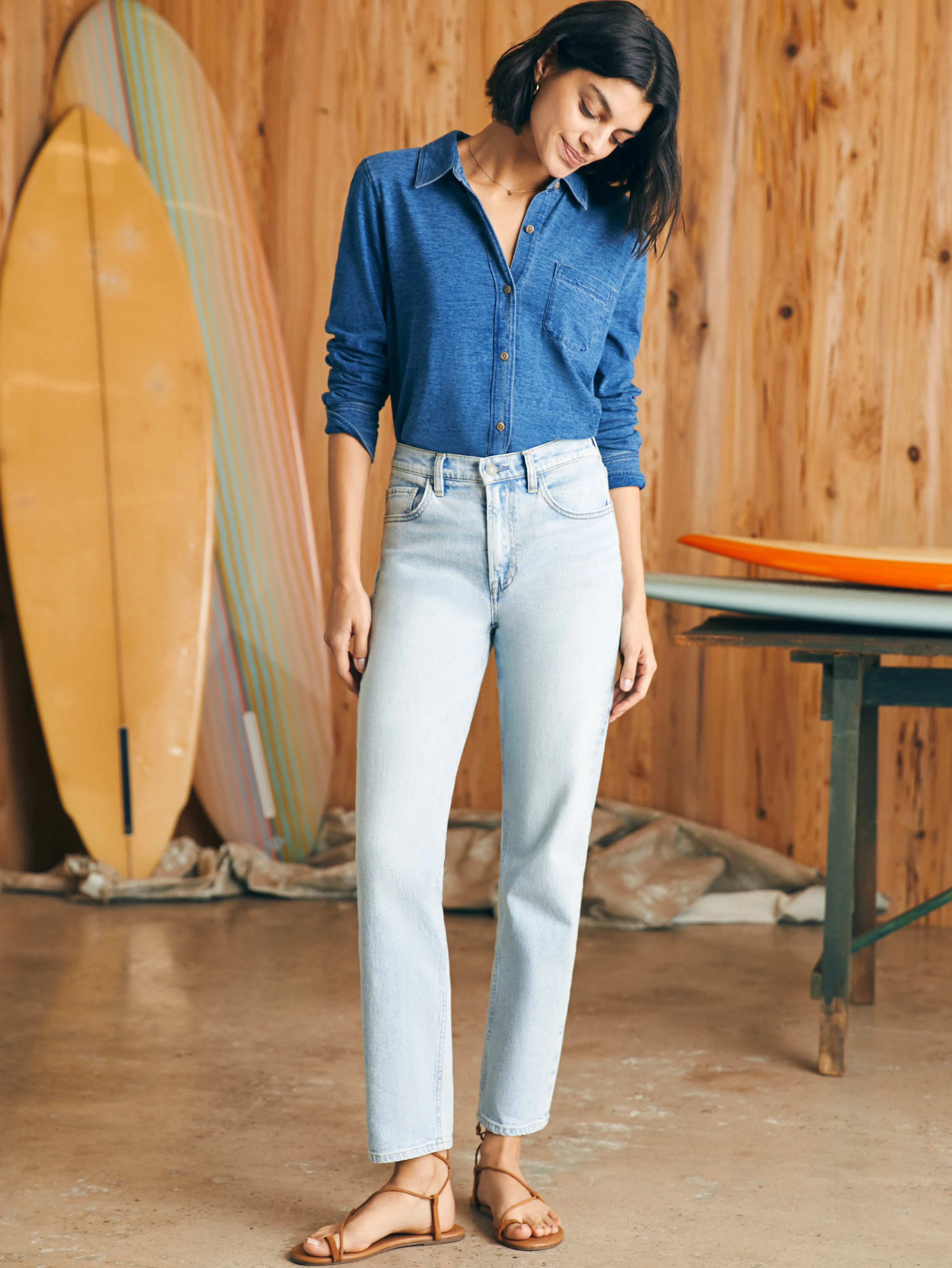 Organic Cotton Slim Straight Denim - Cloudbreak Wash sold by Faherty product image thumbnail 5