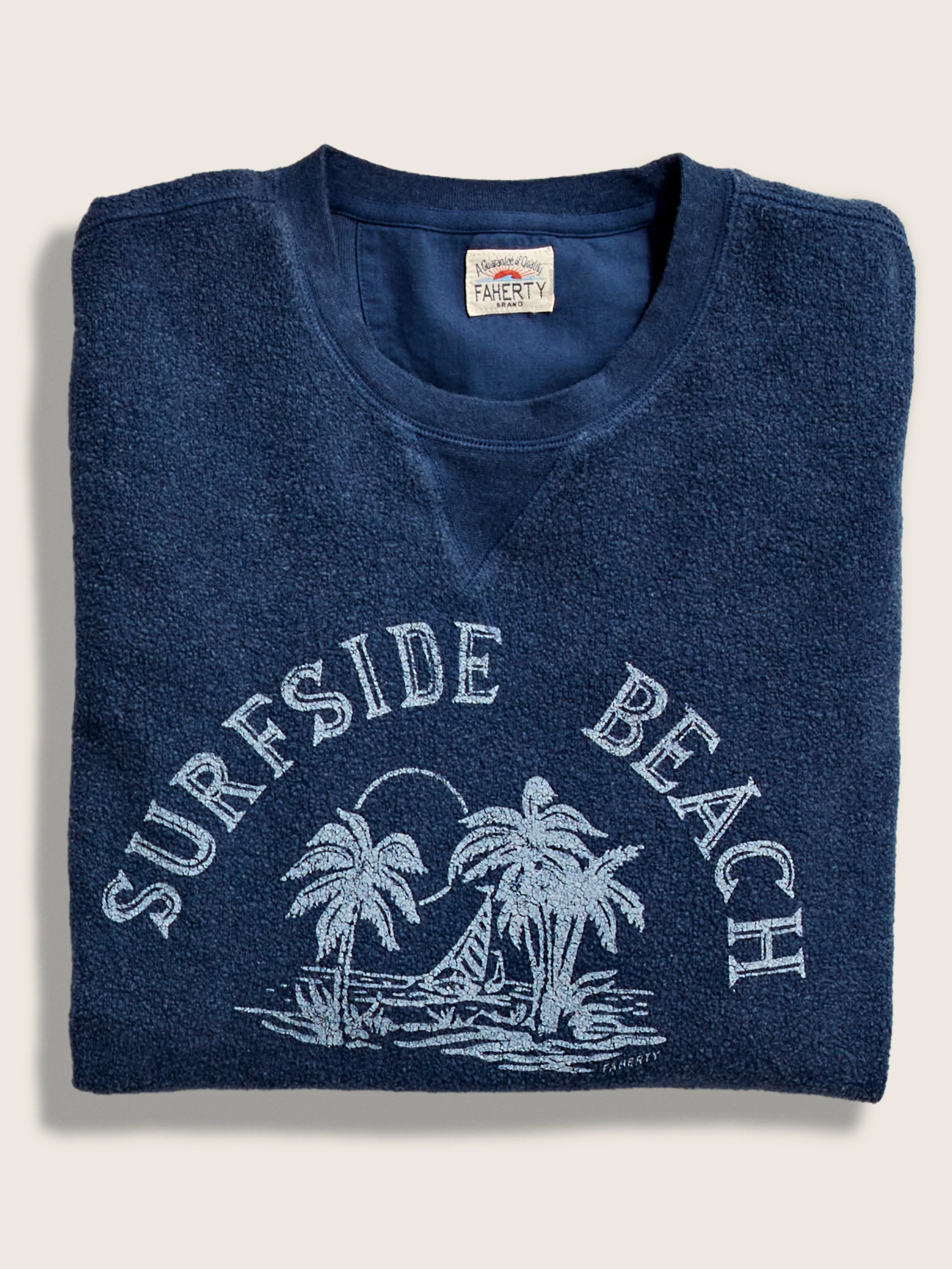 Beach Fleece Crewneck - Sea Navy sold by Faherty