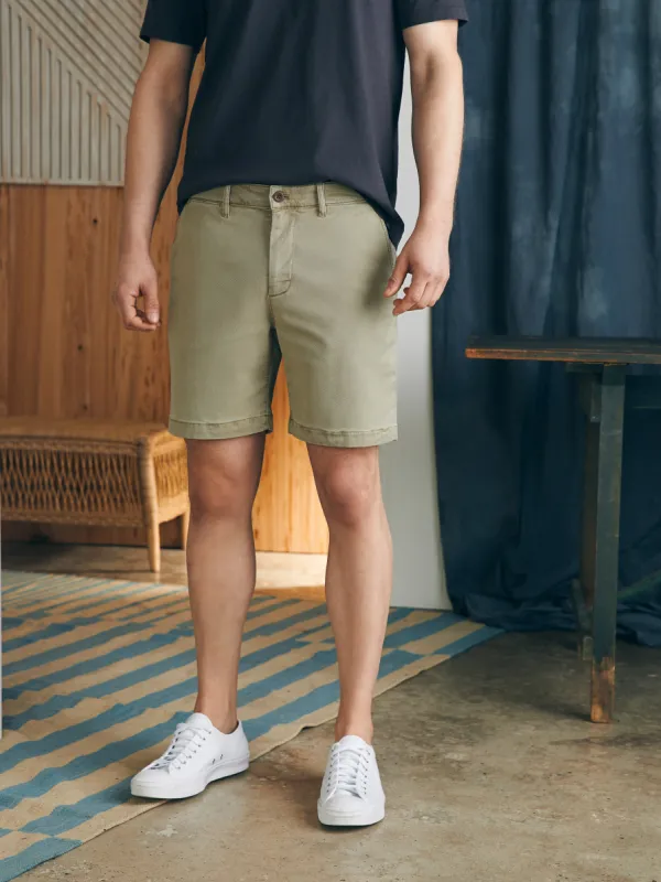 Coastline Stretch Chino Short (8" Inseam) - Mountain Olive sold by Faherty