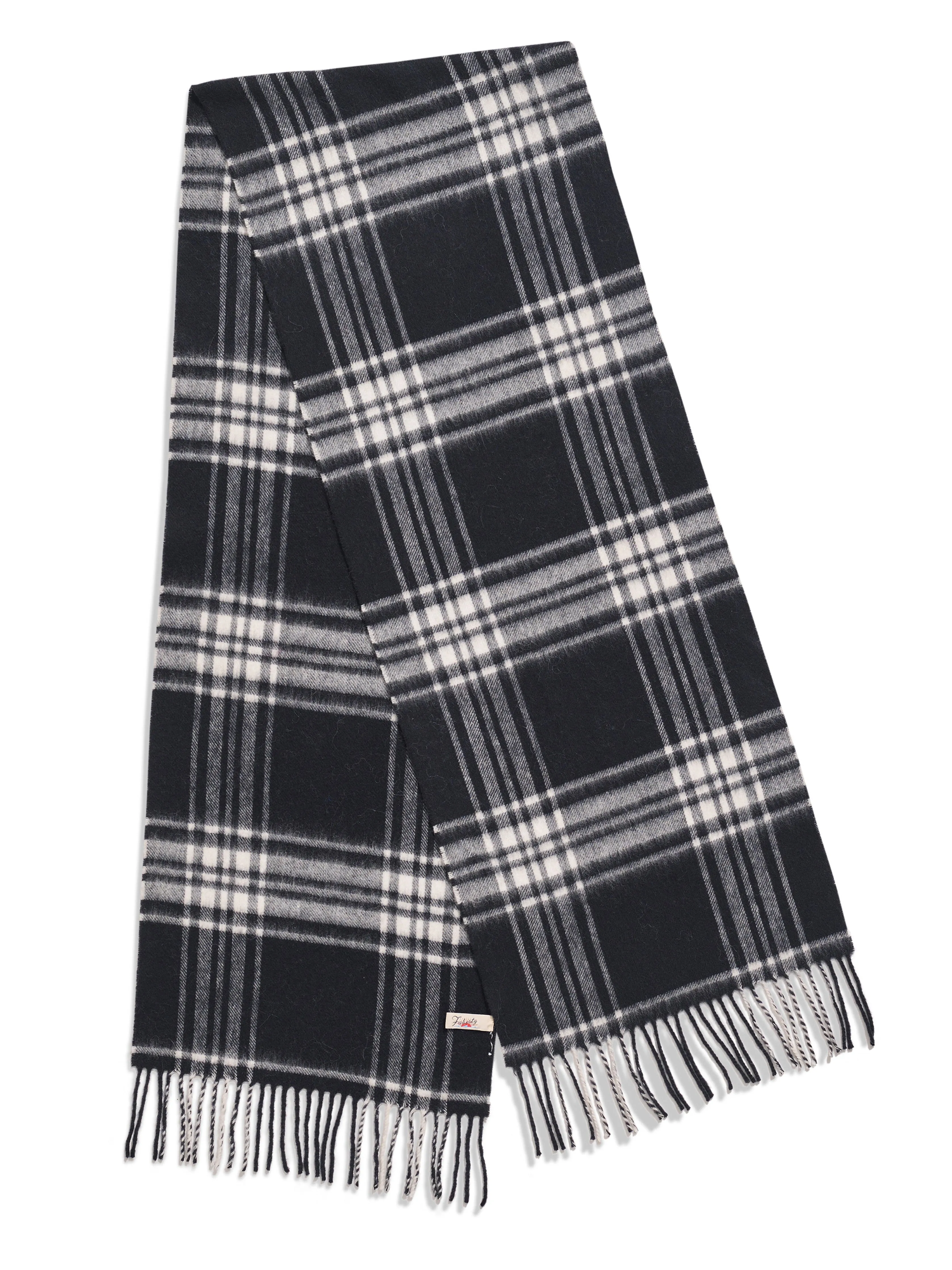 Charcoal Bone Plaid Scarf - Charcoal sold by Faherty