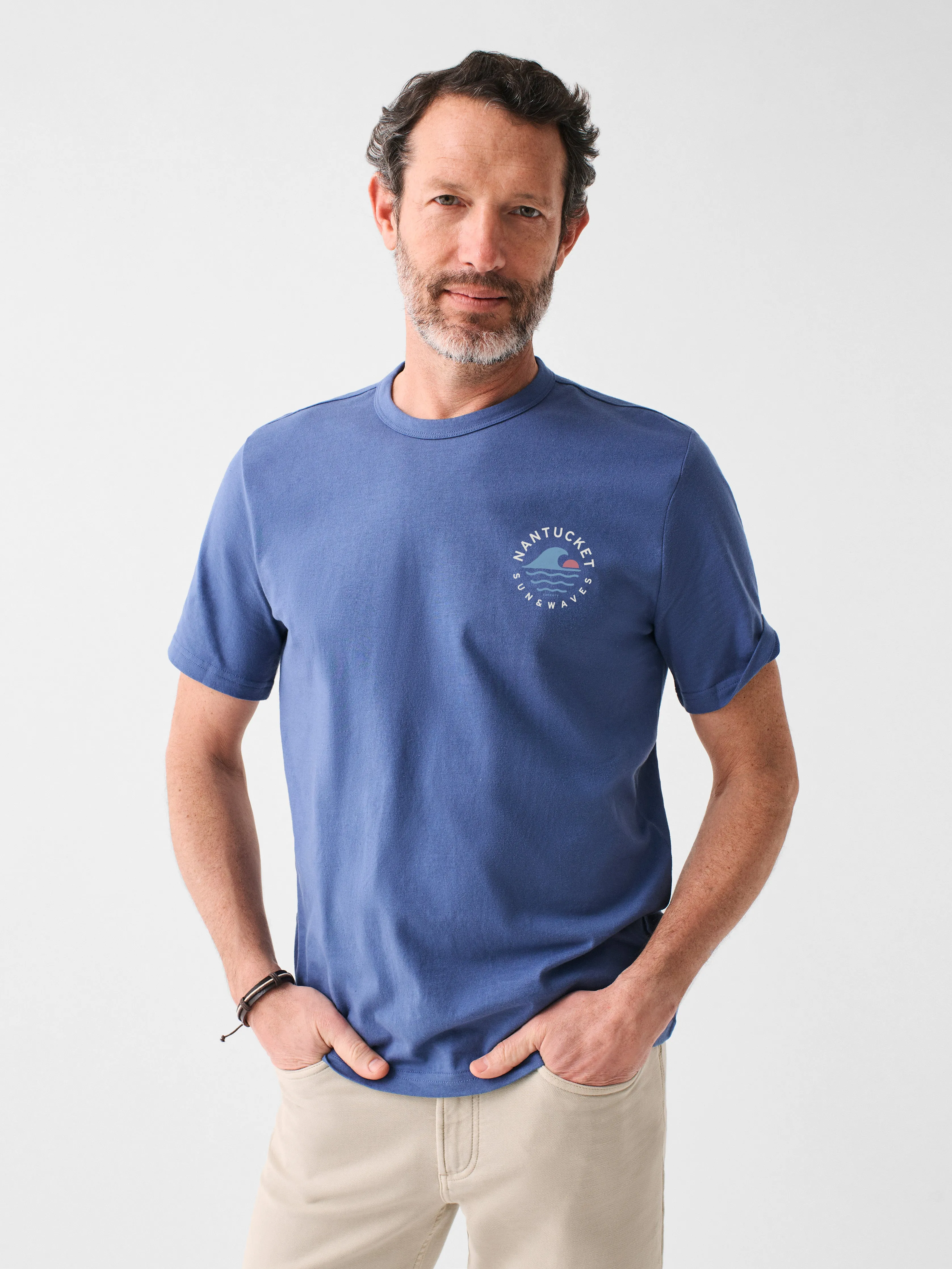 Nantucket Short-Sleeve Crew T-Shirt - Faded Navy sold by Faherty