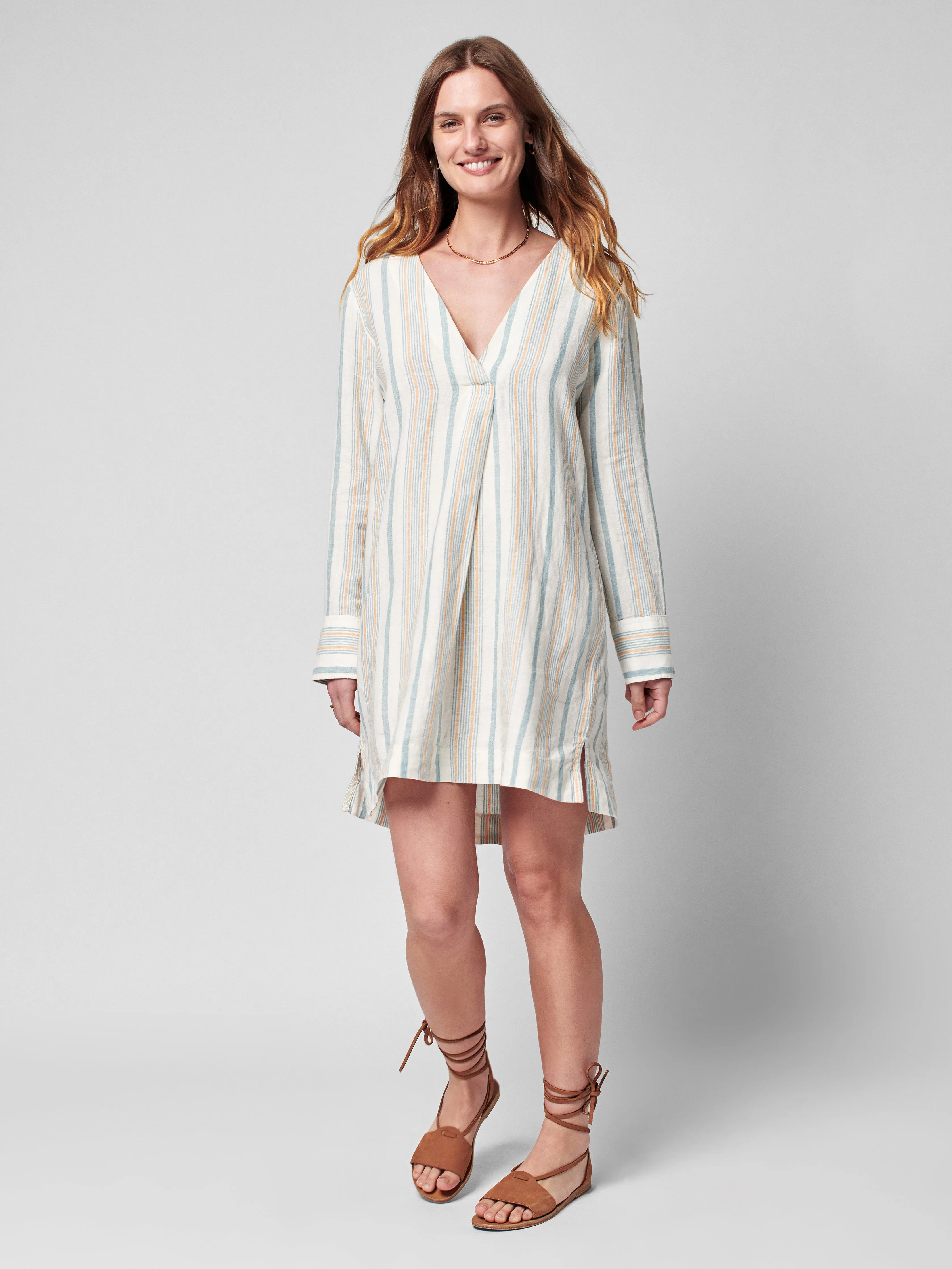 Beach Days Linen Dress - Luciano Stripe sold by Faherty product image thumbnail 3