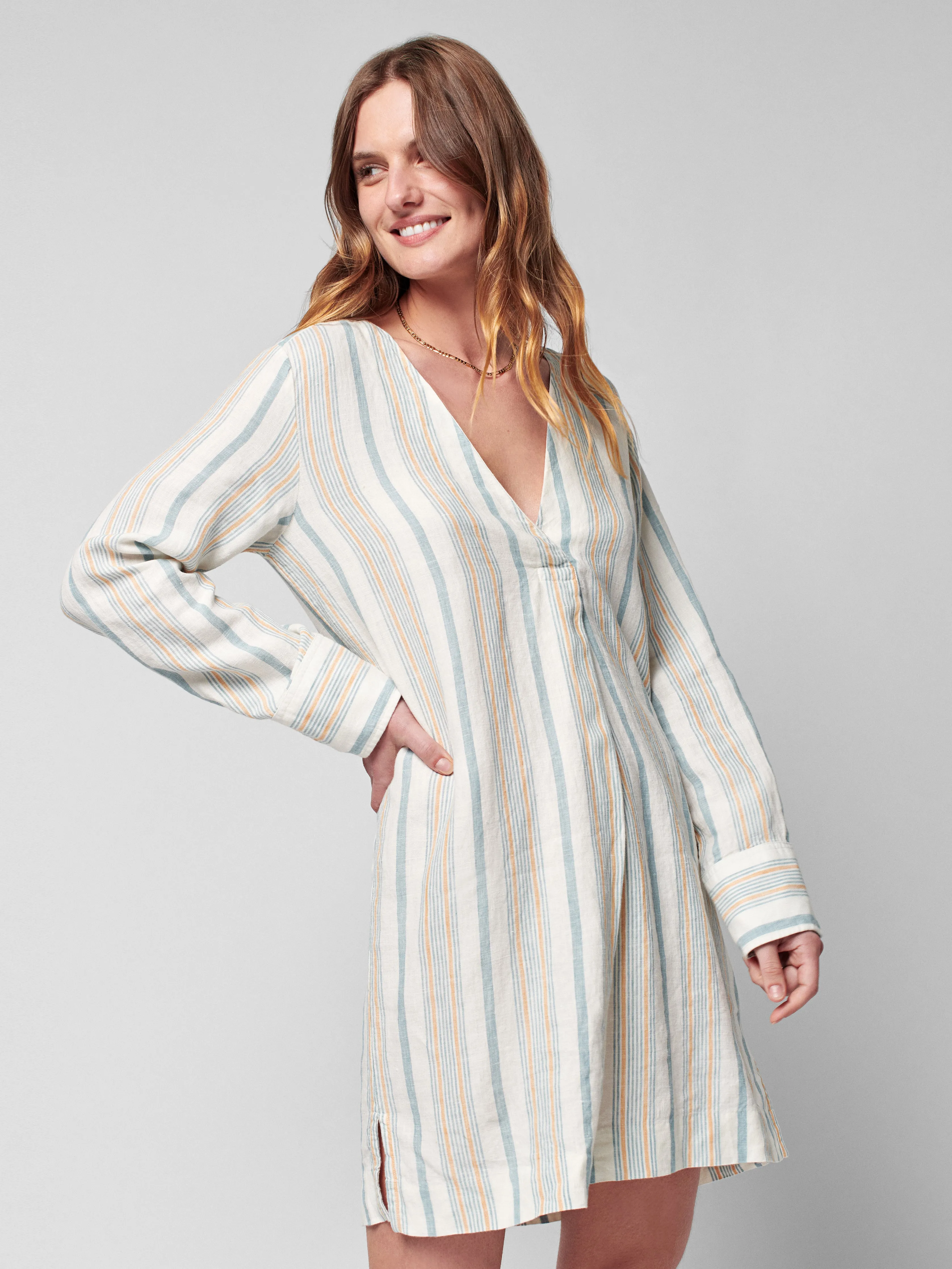 Beach Days Linen Dress - Luciano Stripe sold by Faherty