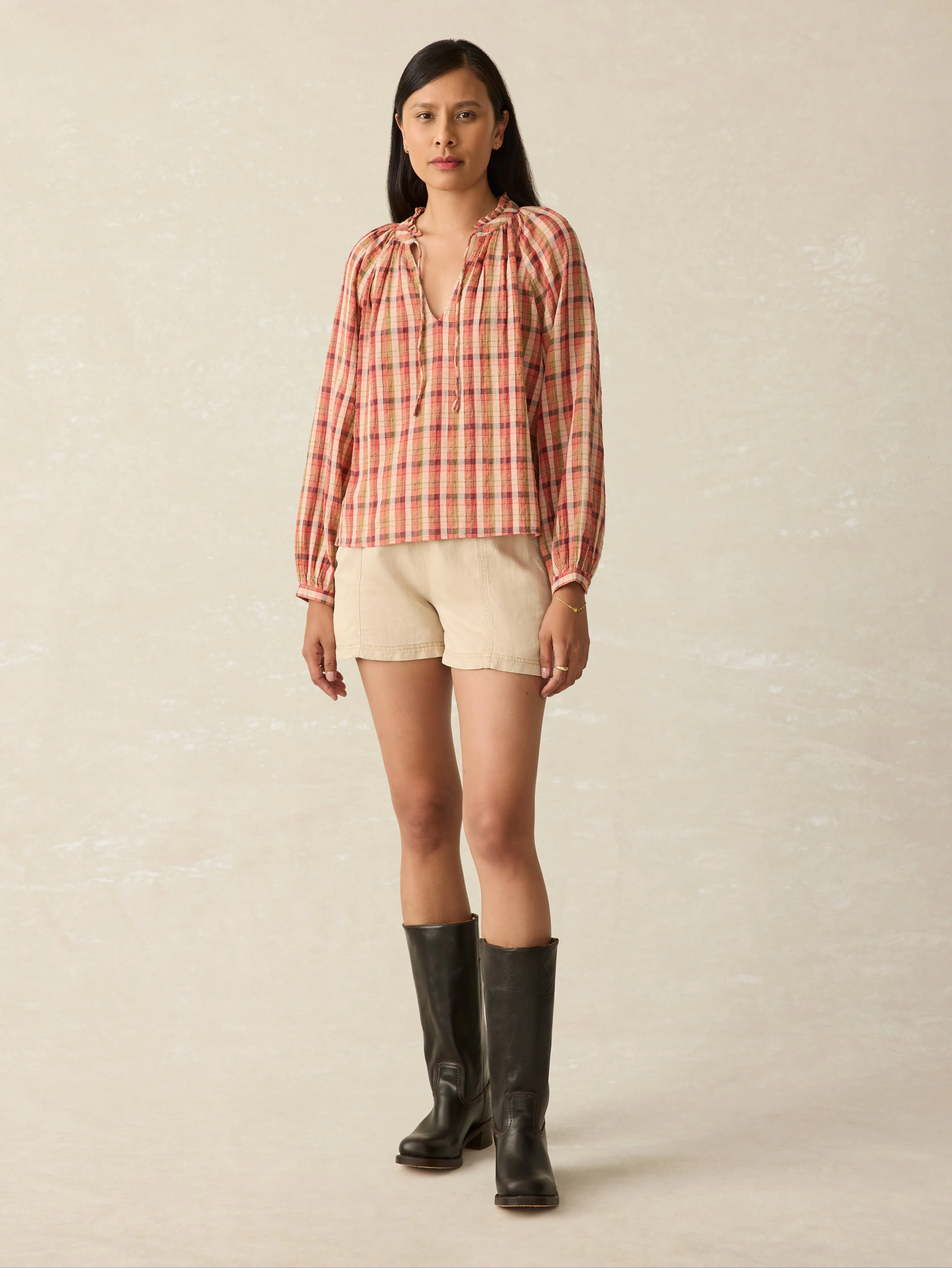 Annalise Blouse - Sunset Gingham sold by Faherty product image thumbnail 3