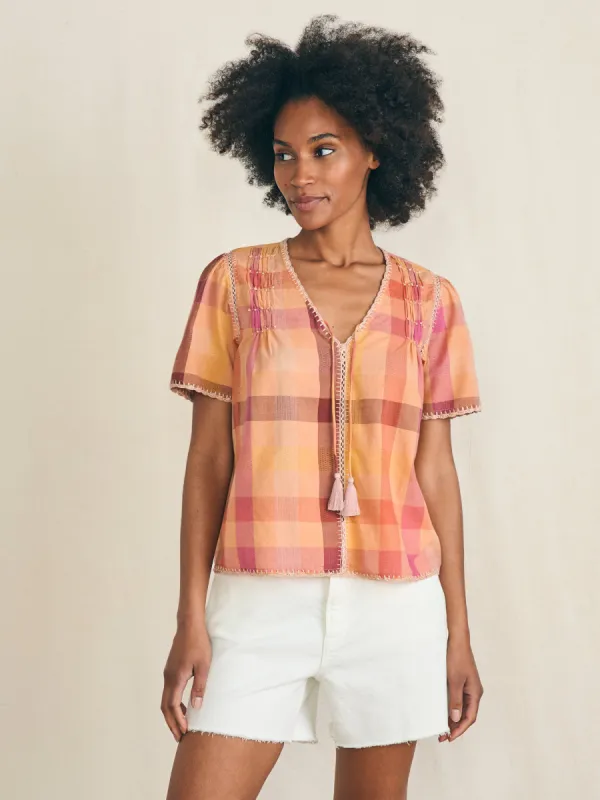 Margate Blouse - Sunset Desert Plaid sold by Faherty