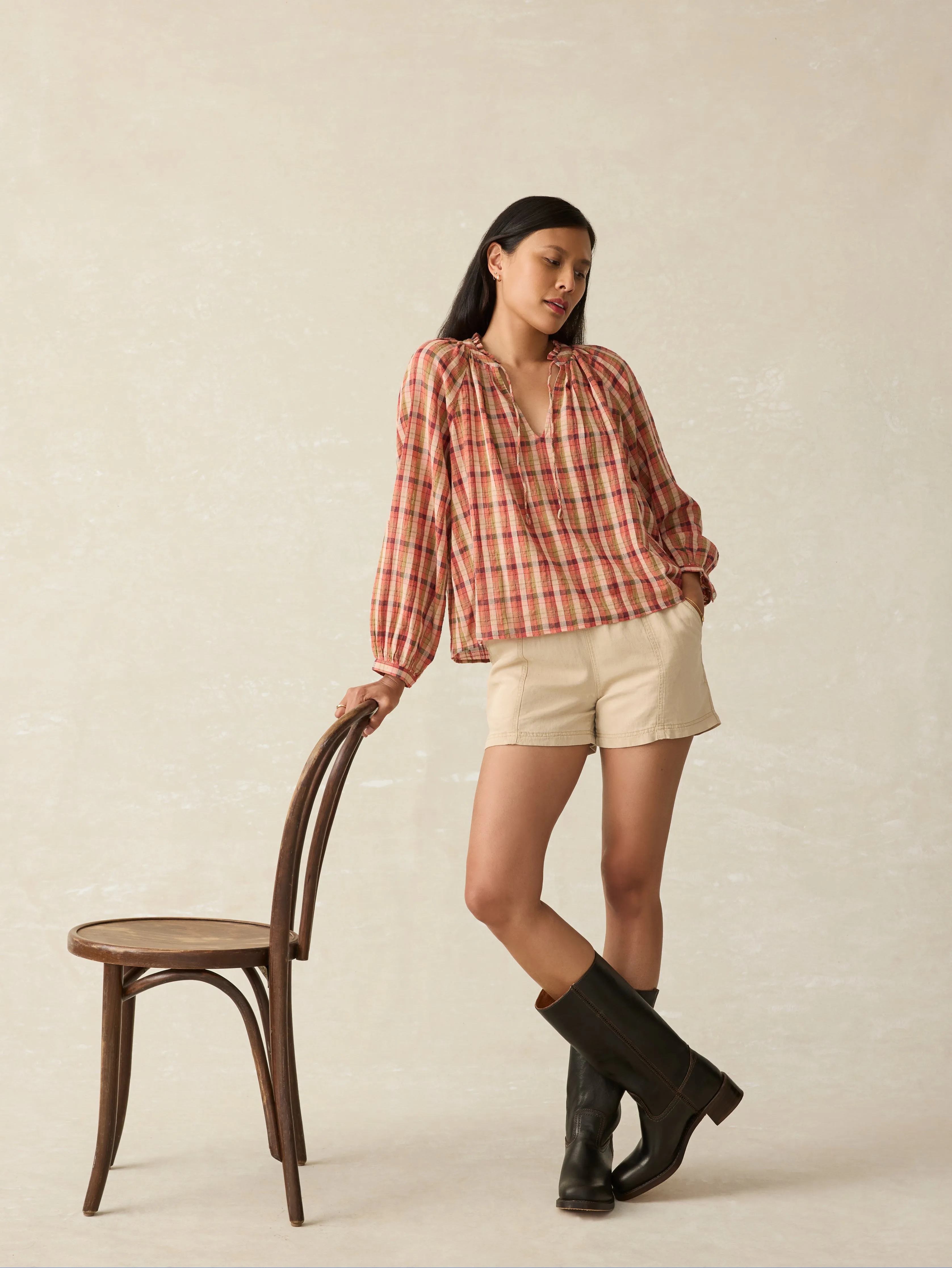 Annalise Blouse - Sunset Gingham sold by Faherty