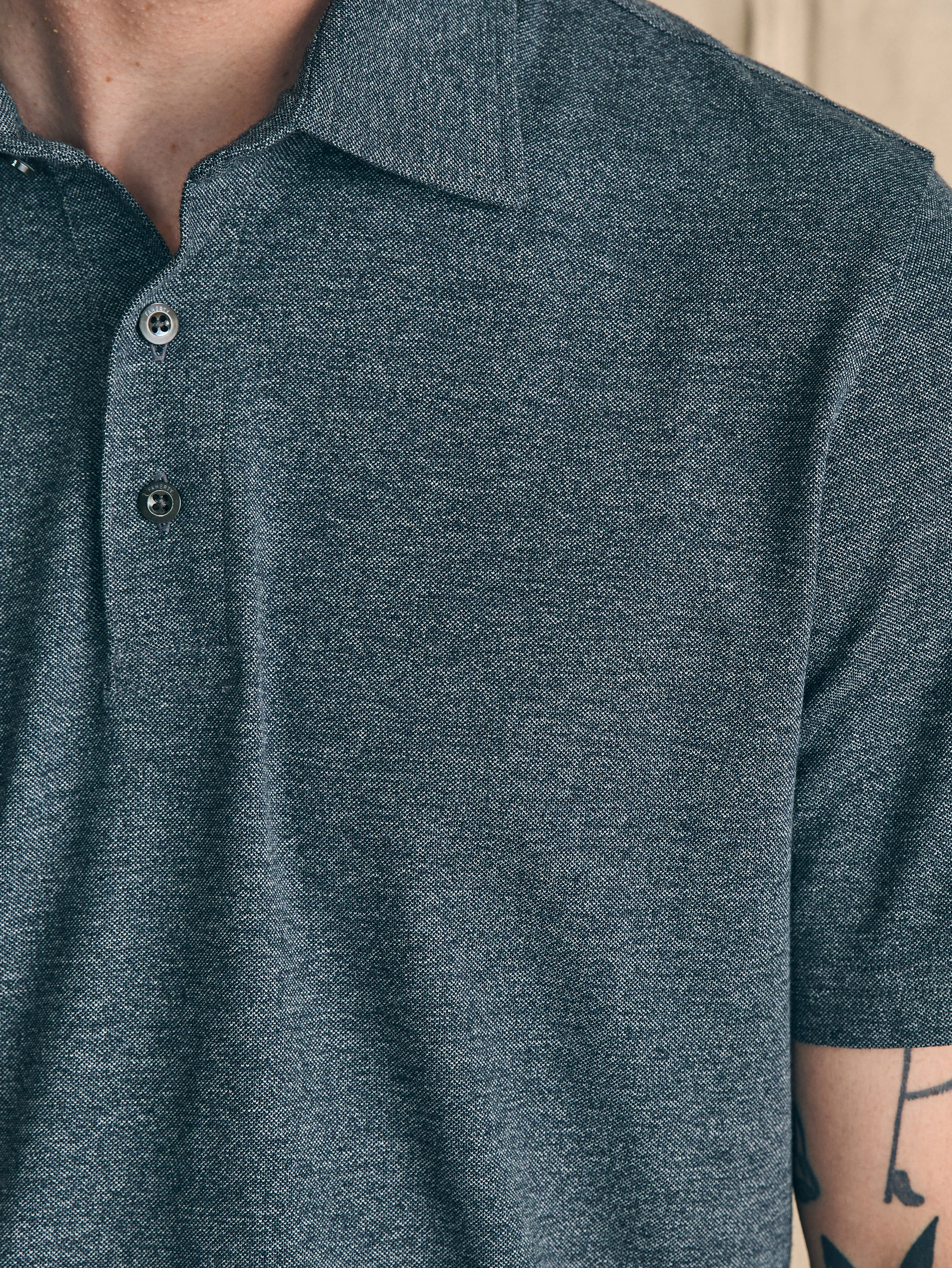 Movement™ Short-Sleeve Pique Polo Shirt (Tall) - Dusty Iron Heather sold by Faherty product image thumbnail 2