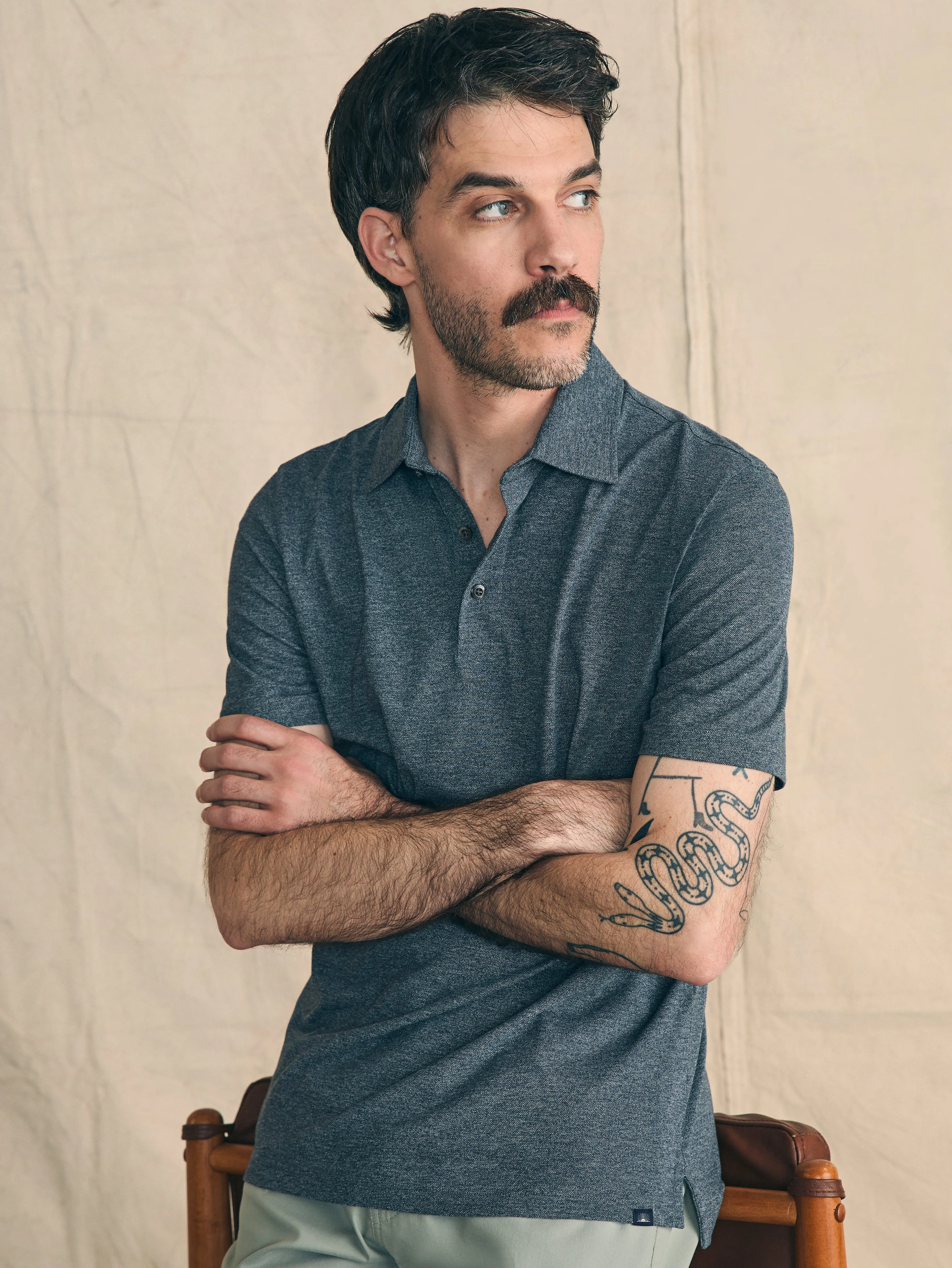 Movement™ Short-Sleeve Pique Polo Shirt (Tall) - Dusty Iron Heather sold by Faherty
