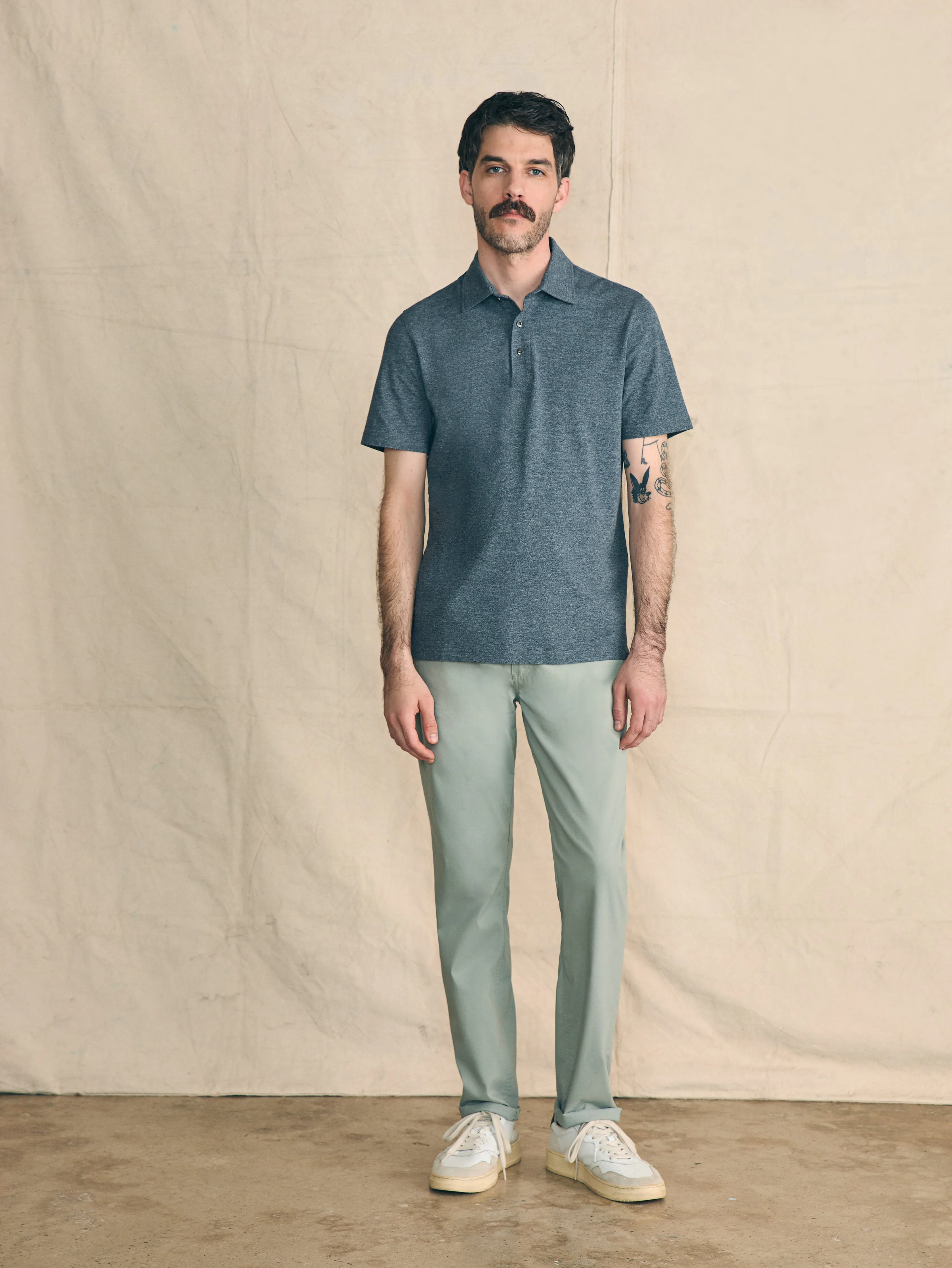 Movement™ Short-Sleeve Pique Polo Shirt (Tall) - Dusty Iron Heather sold by Faherty product image thumbnail 4
