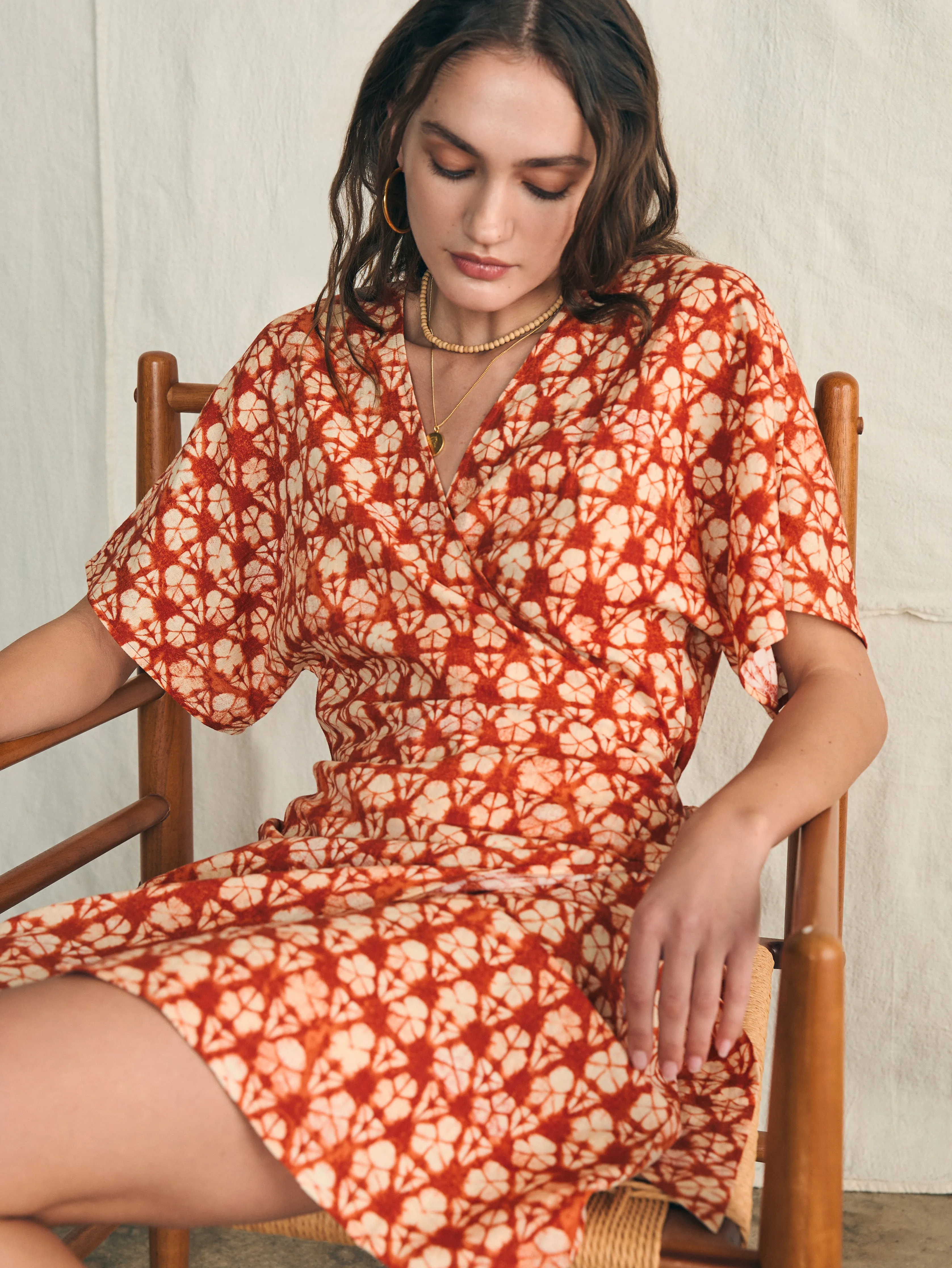 Willow Dress - Spiced Shibori Print sold by Faherty product image thumbnail 3