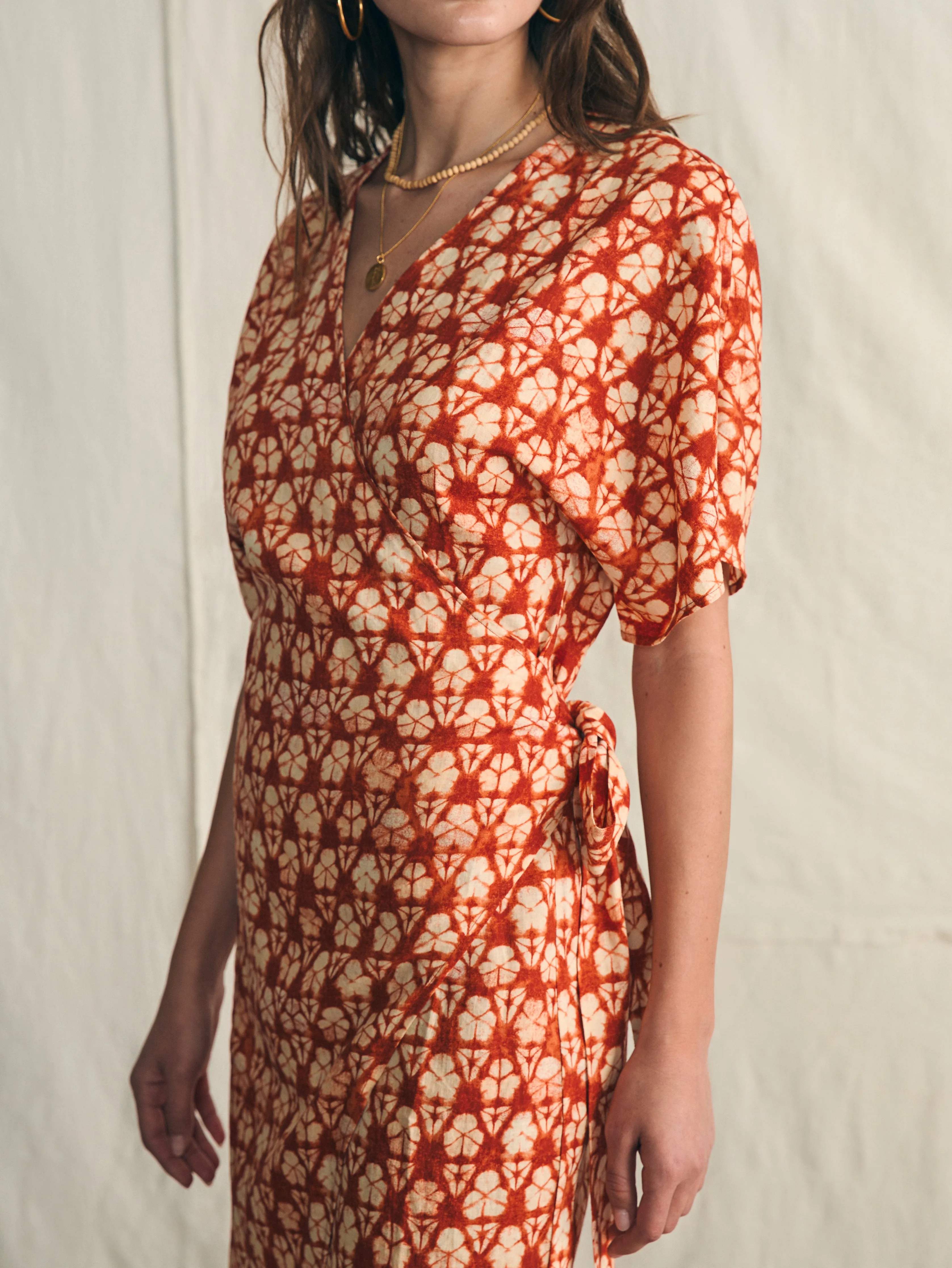 Willow Dress - Spiced Shibori Print sold by Faherty product image thumbnail 2
