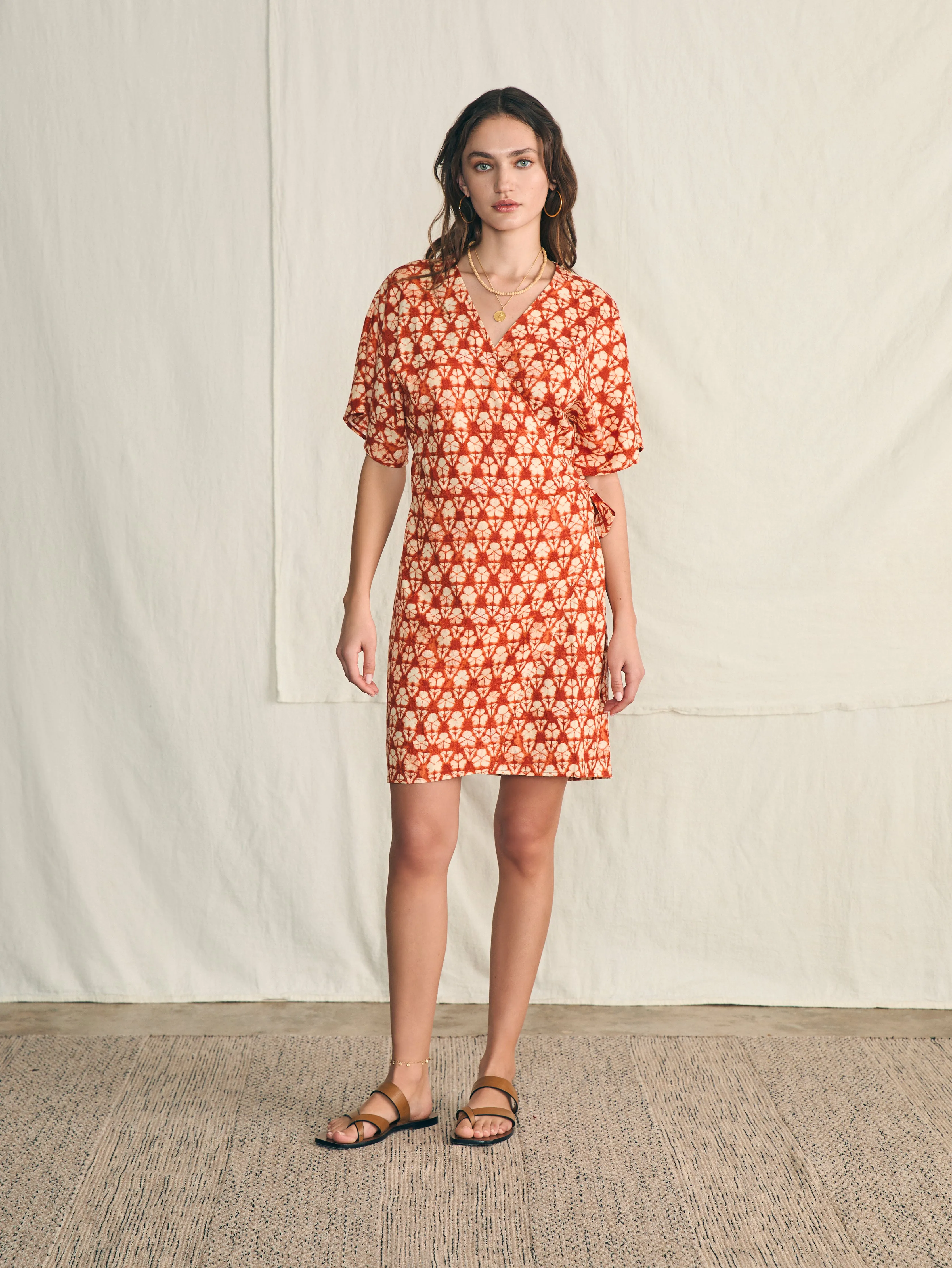 Willow Dress - Spiced Shibori Print sold by Faherty